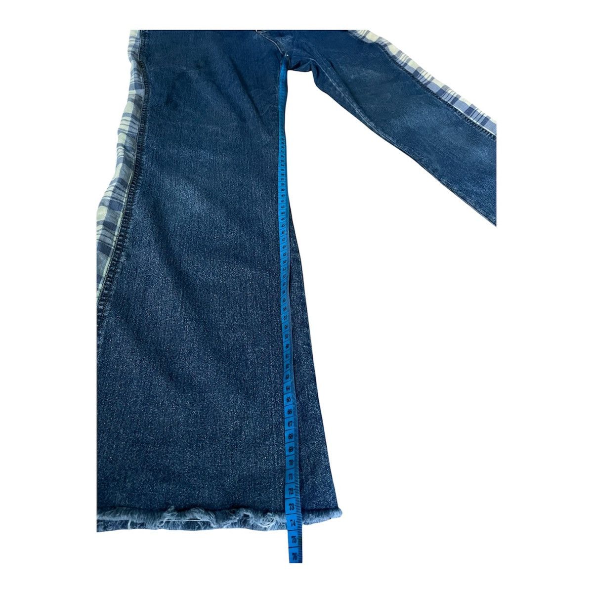 Yasuyuki Ishii Japanesse Nadam Plaid Panel Flare Denim Jeans Size US 32 / EU 48 - 10 Thumbnail