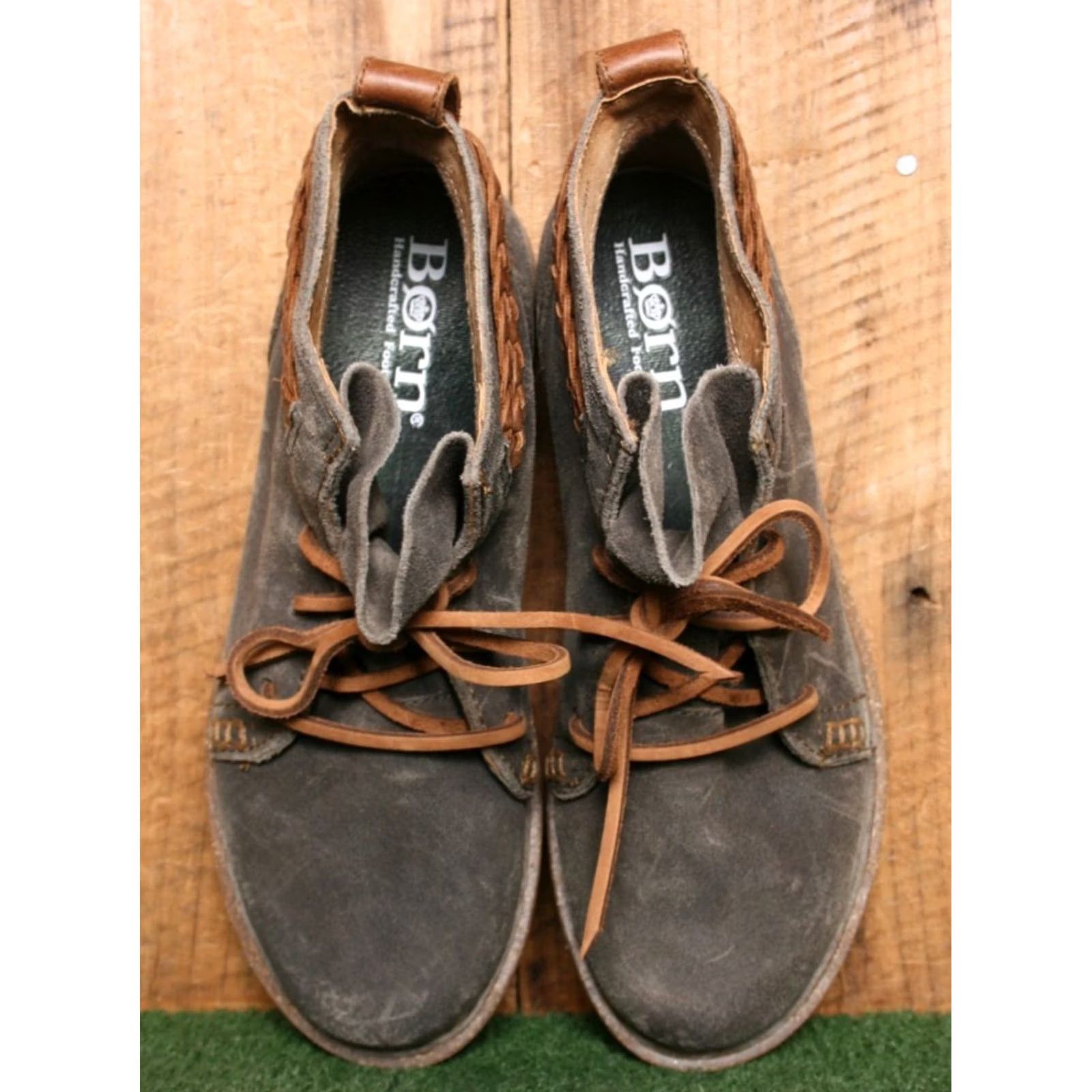 Born Børn Temple Ankle Booties Women's Sz. 8M Distressed Suede Smokey Gray Leather Lace Up Bootie Size US 8 / IT 38 - 4 Thumbnail