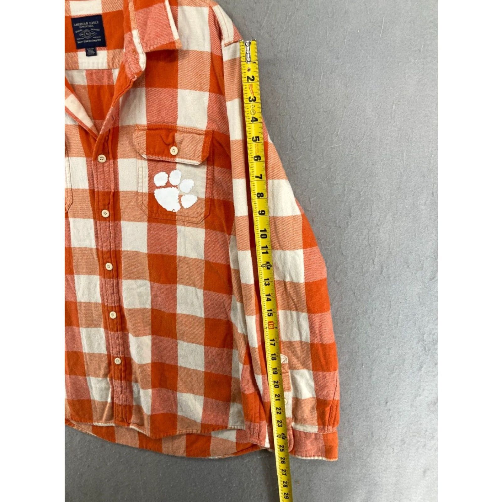 American Eagle Outfitters American Eagle Clemson Tigers Womens Long Sleeve Plaid Shirt XL Orange Size XL / US 12-14 / IT 48-50 - 4 Thumbnail