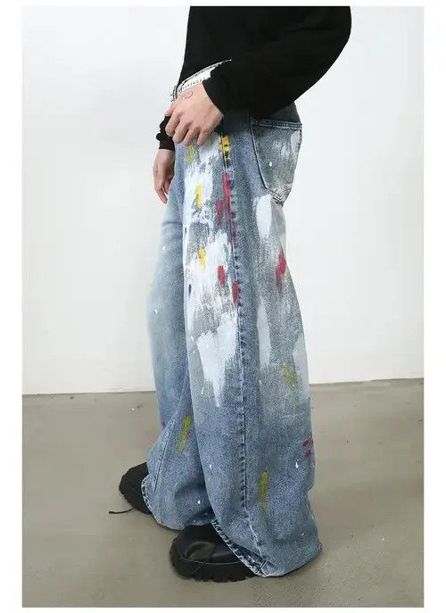 Jean American graffiti straight loose hip-hop jeans men y2k Size US 32 / EU 48 - 8 Thumbnail