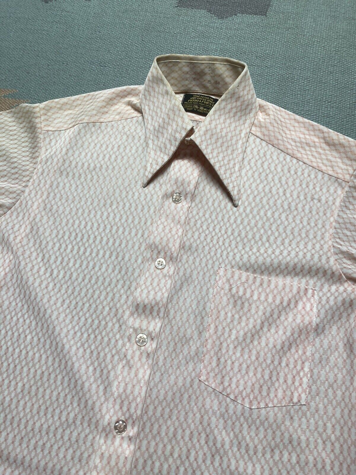 Sears × Vintage 70s sears knit dress shirt disco abstract dagger collar M Size US M / EU 48-50 / 2 - 3 Thumbnail