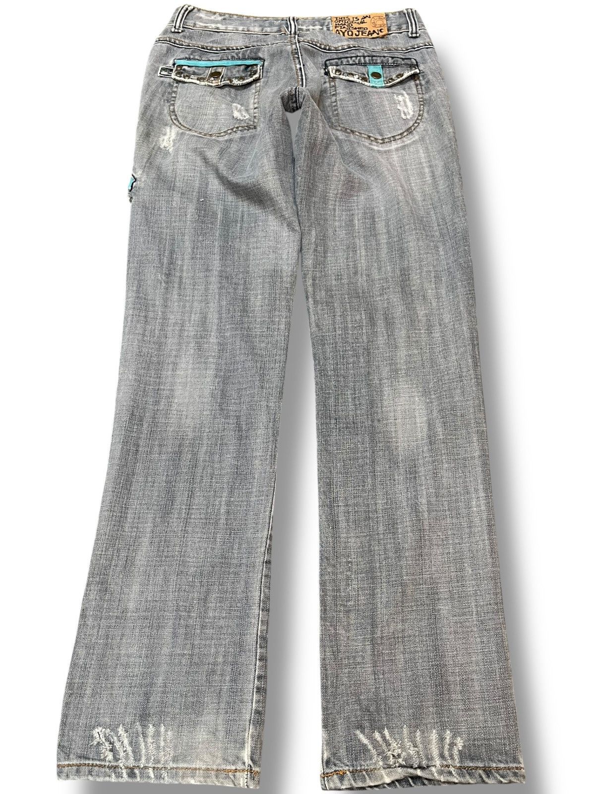 Beauty Beast × Japanese Brand Vintage Ai Yu Qi Studded Faded Distressed Denim Size US 29 - 7 Thumbnail