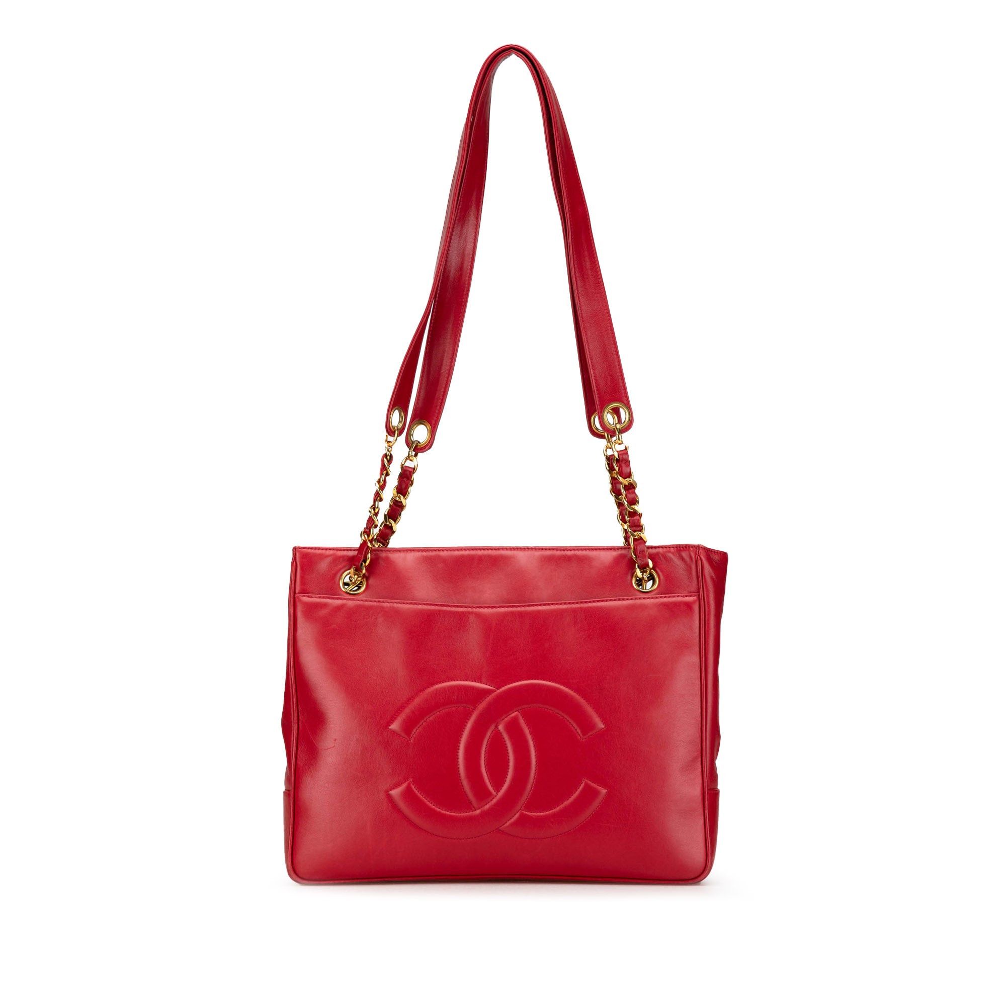 Chanel Chanel CC Lambskin Chain Tote Red Size ONE SIZE - 1 Thumbnail