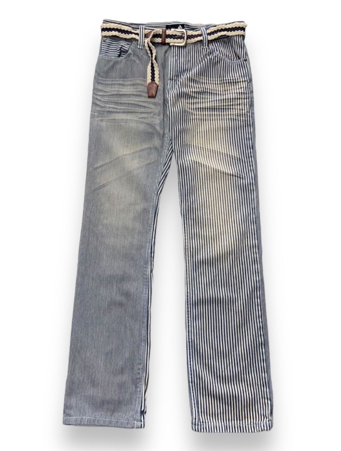 Designer × Hysteric Glamour Jungle Storm Japan Multi Hickory Stripe Split Denim Pants Size US 32 / EU 48 - 2 Thumbnail