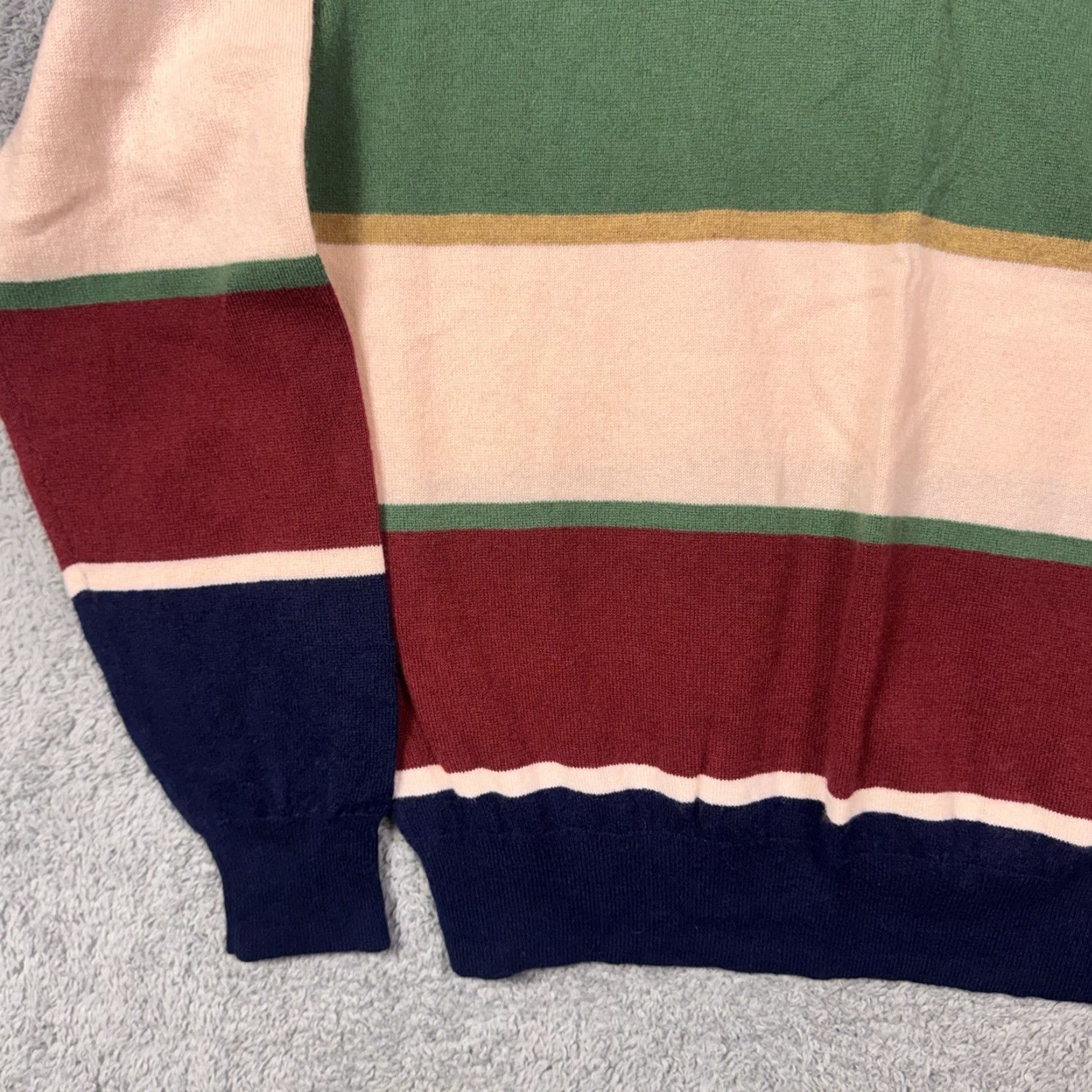 J.Crew J.CREW 100% Cashmere Sweater Mens XL Crewneck Pullover Striped Knit Rugby BI838 Size US XL / EU 56 / 4 - 3 Thumbnail