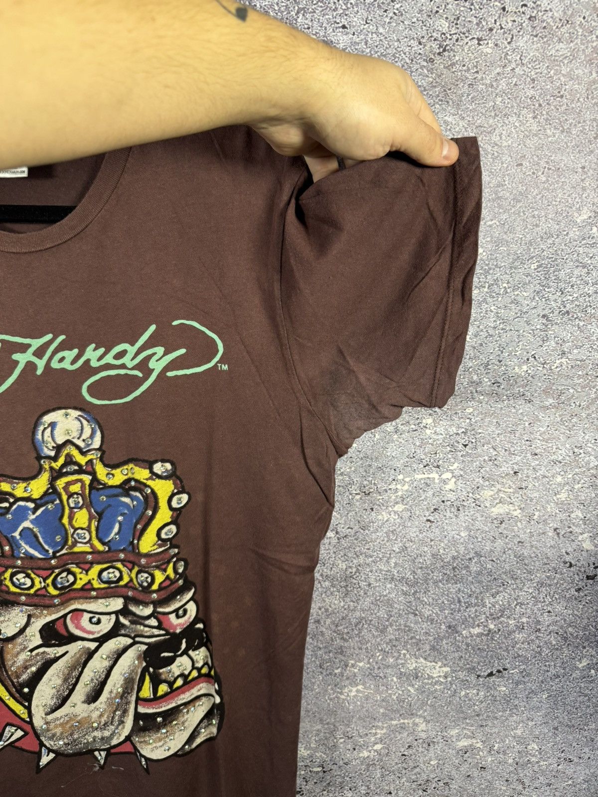 Designer × Ed Hardy Don Ed Hardy Brown Bulldog Graphics Printer Logo T Shirt M Size US M / EU 48-50 / 2 - 9 Thumbnail