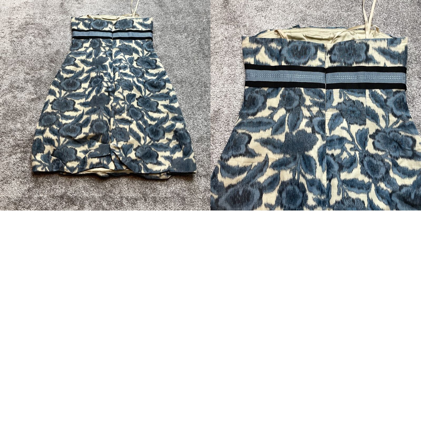 Bcbgmaxazria BCBGMAXAZRIA Shift Dress Womens 2 Floral Beige Knee Sleeveless Strapless Linen Silk Dress Size XS / US 0-2 / IT 36-38 - 8 Thumbnail