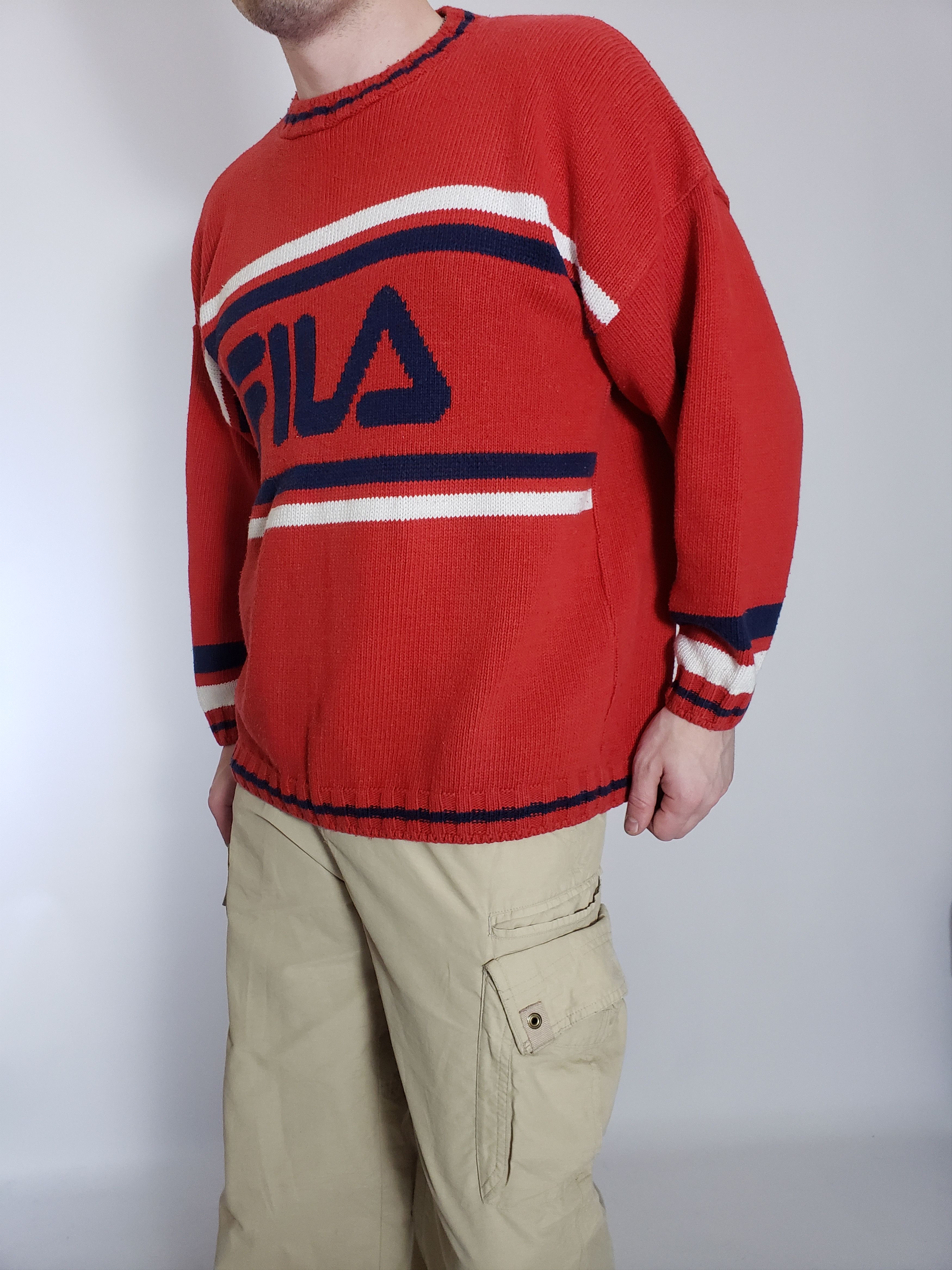Fila × Vintage FILA Vintage knitted sweater Front Big Logo | Small |Red Size US S / EU 44-46 / 1 - 2 Thumbnail