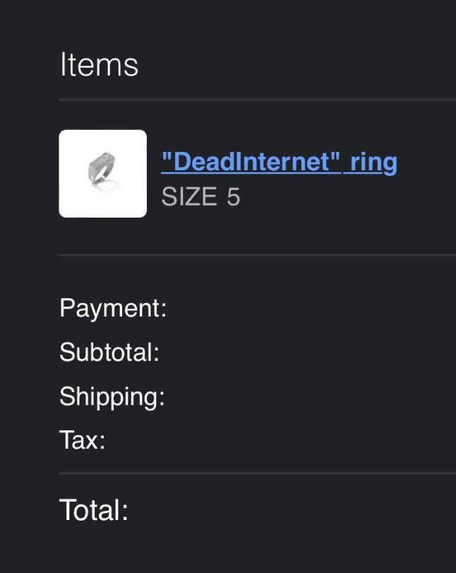 Bones × TeamSESH NEW Team Sesh Bones Ring Size 5 Dead Internet Logo Jewlery Size ONE SIZE - 10 Thumbnail