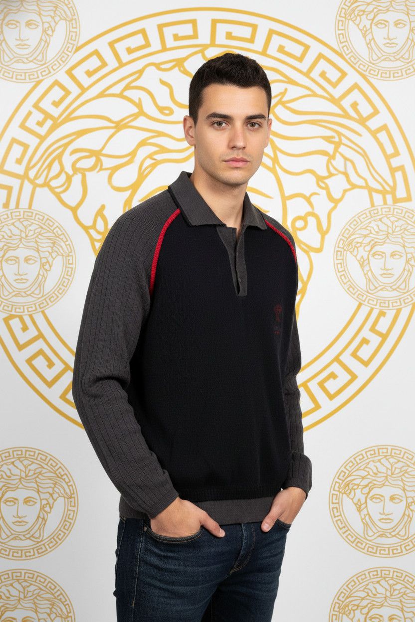 Versace Vintage versace sport polo sweater wool jumper rare size L Size US L / EU 52-54 / 3 - 1 Thumbnail