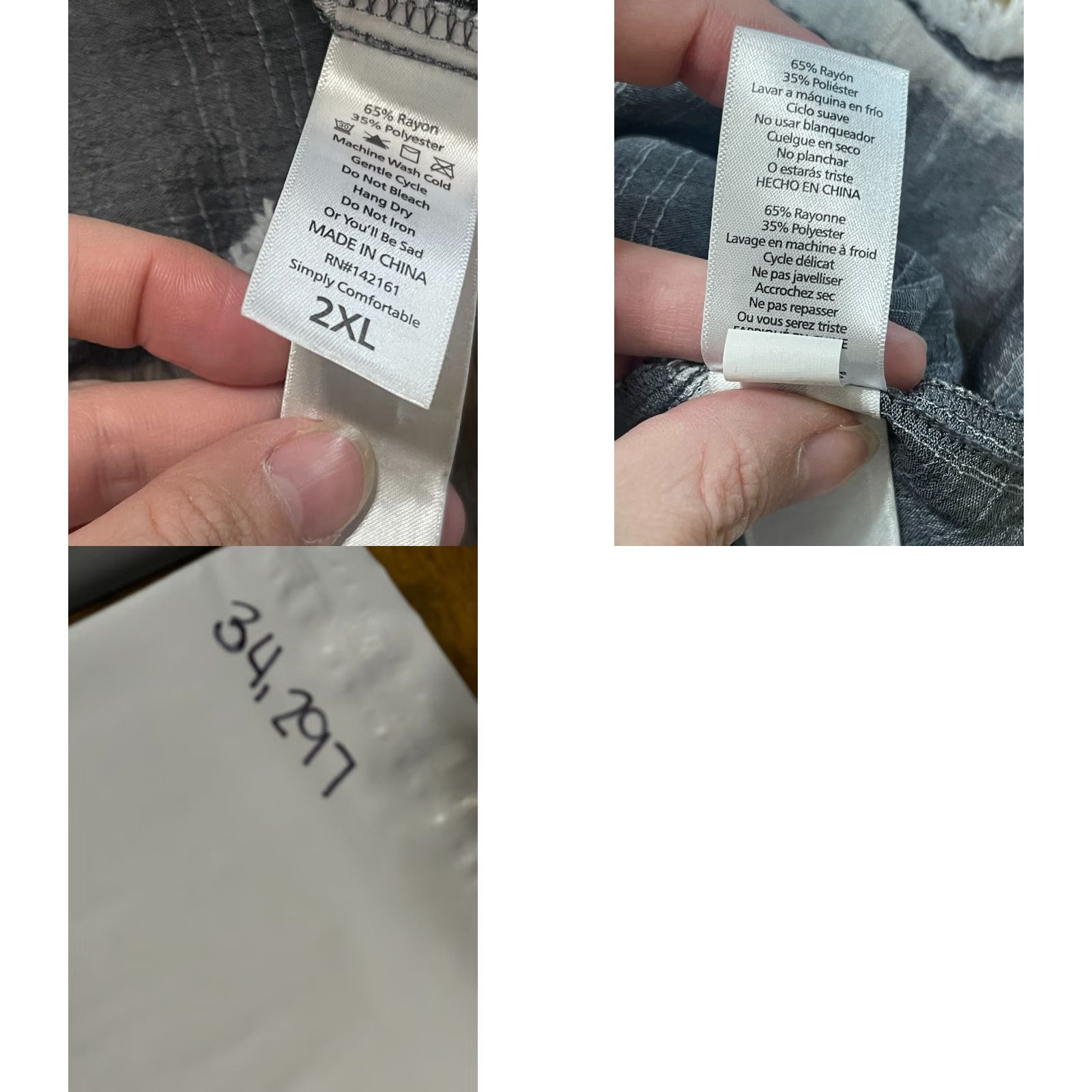 Vintage Lularoe Dress Women's Plus 2XL Grey White Long Sleeve V-Neck Dress Shirt Dress 2XL Women Casual Knee Length White V-Neck Pullover Solid Pattern Size XXL / US 16-18 / IT 52-54 - 8 Thumbnail