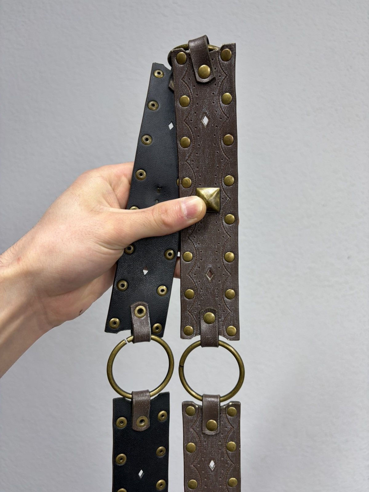 Hysteric Glamour Vintage Y2K Rhinestones Like Number Nine Punk Leather Belt Size 32 - 5 Thumbnail