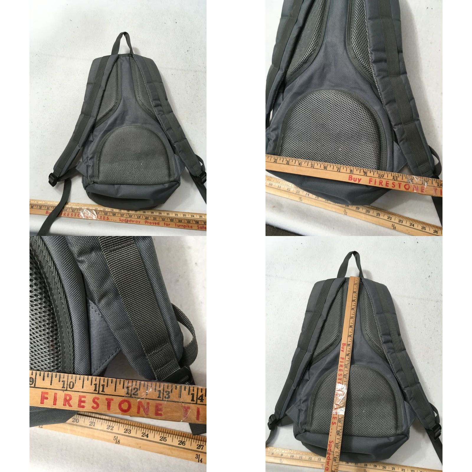 Vogue VINTAGE KAUKKO Back Pack Striped Canvas Lined Large Gray/Red Men Bag Backpack Mens Sizes: Large Size ONE SIZE - 9 Thumbnail