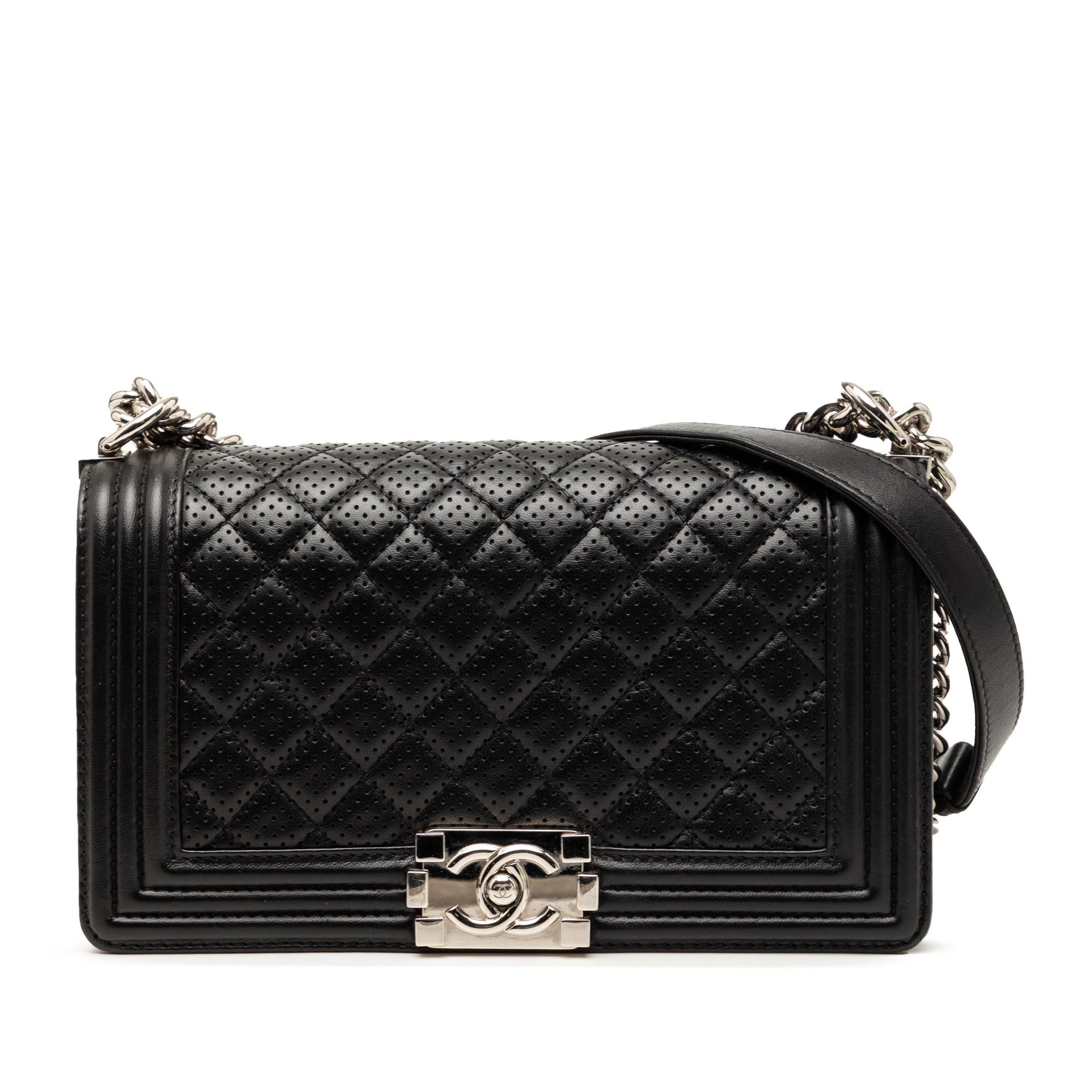 Chanel Old Medium Quilted Perforated Lambskin Boy Flap Size ONE SIZE - 1 Thumbnail
