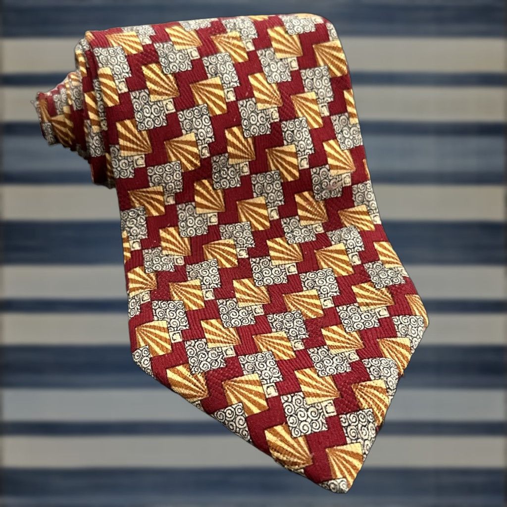 Ermenegildo Zegna ERENEGILDO ZEGNA Mens Silk Tie Classic Geometric Pattern Black Blue Brown Multicolor Made in Italy Size ONE SIZE - 1 Thumbnail