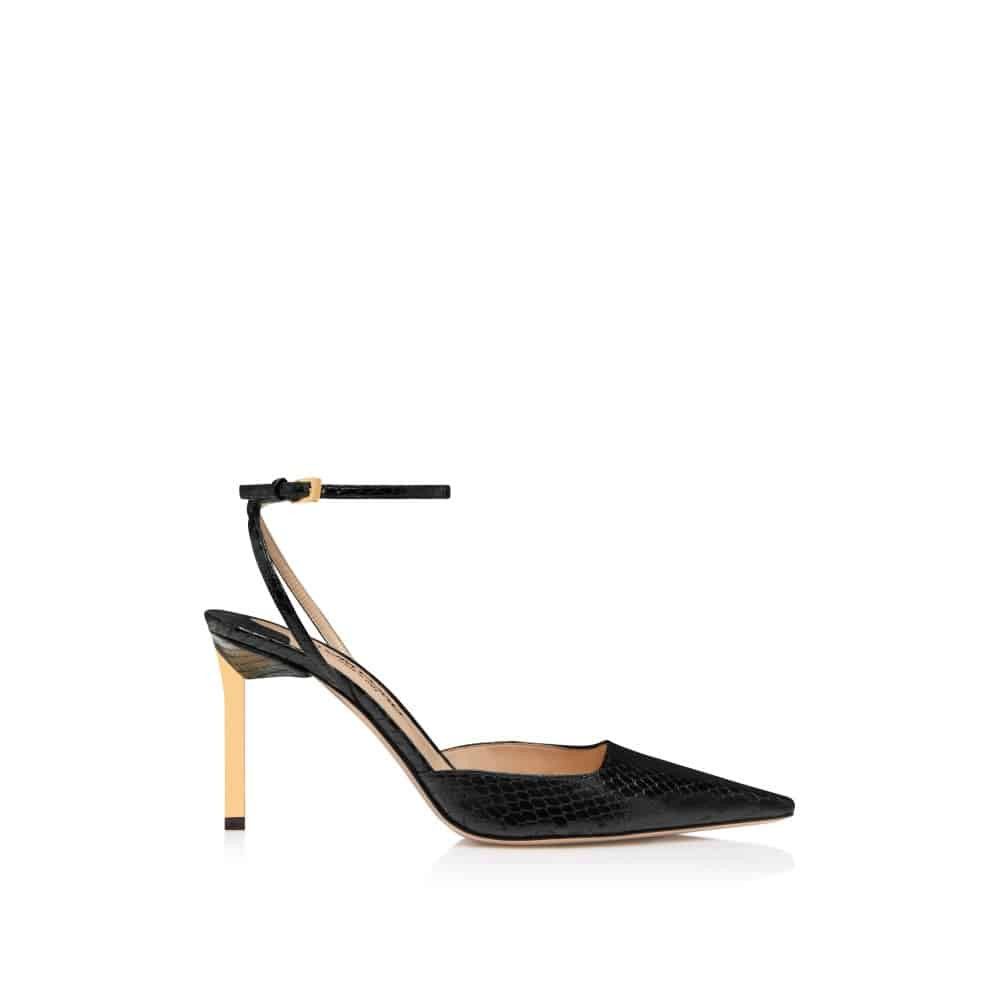 Tom Ford o1loc1c0126 W3514 Snake Effect Mid Heel Slingback Sandals Size US 7 / IT 37 - 1 Thumbnail
