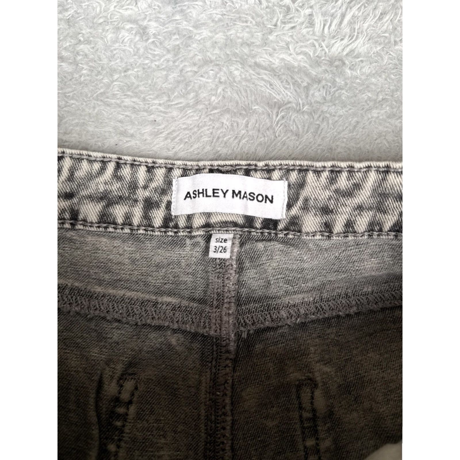 Vintage ASHLEY MASON Jeans Womens 3/26 Gray Straight High Rise Acid Wash Bows Juniorr Size 26" / US 2 / IT 38 - 6 Thumbnail
