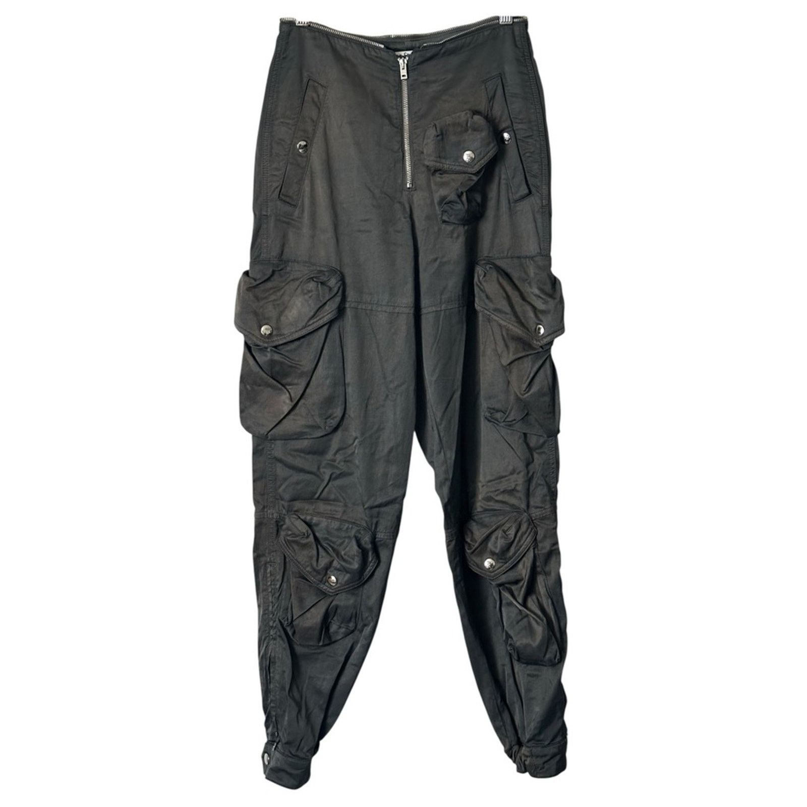 Percilia Shiny Cargo Trouser size EU 32 Dusty Grey Zippers