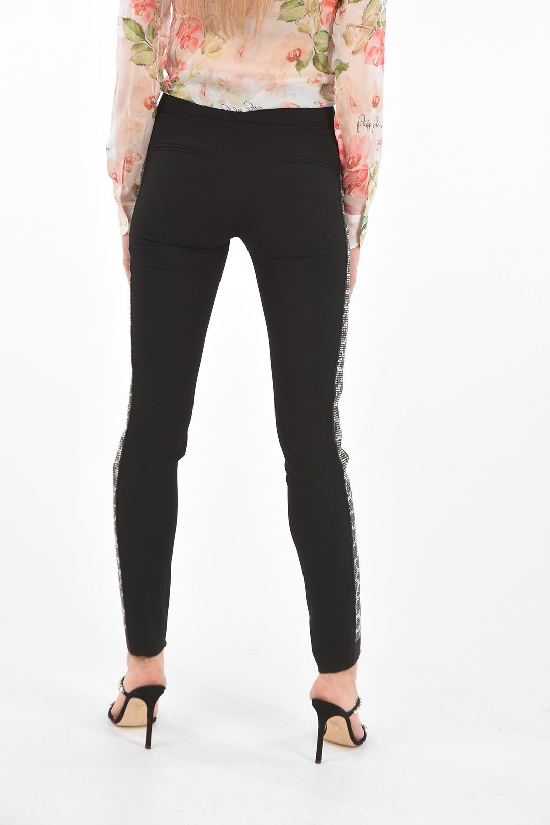 Philipp Plein og1mm0824 Jewel Profile High Waist Pants in Black Size 32" / US 10 / IT 46 - 2 Thumbnail