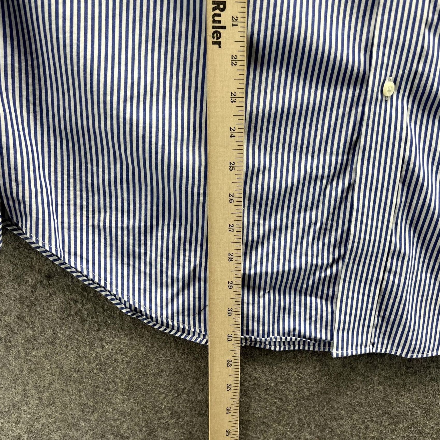 Ralph Lauren Lauren Ralph Lauren Dress Shirt Mens 17.5 34/35 Blue Stripe Non Iron Long Sleeve Shirt Size 48R - 6 Thumbnail