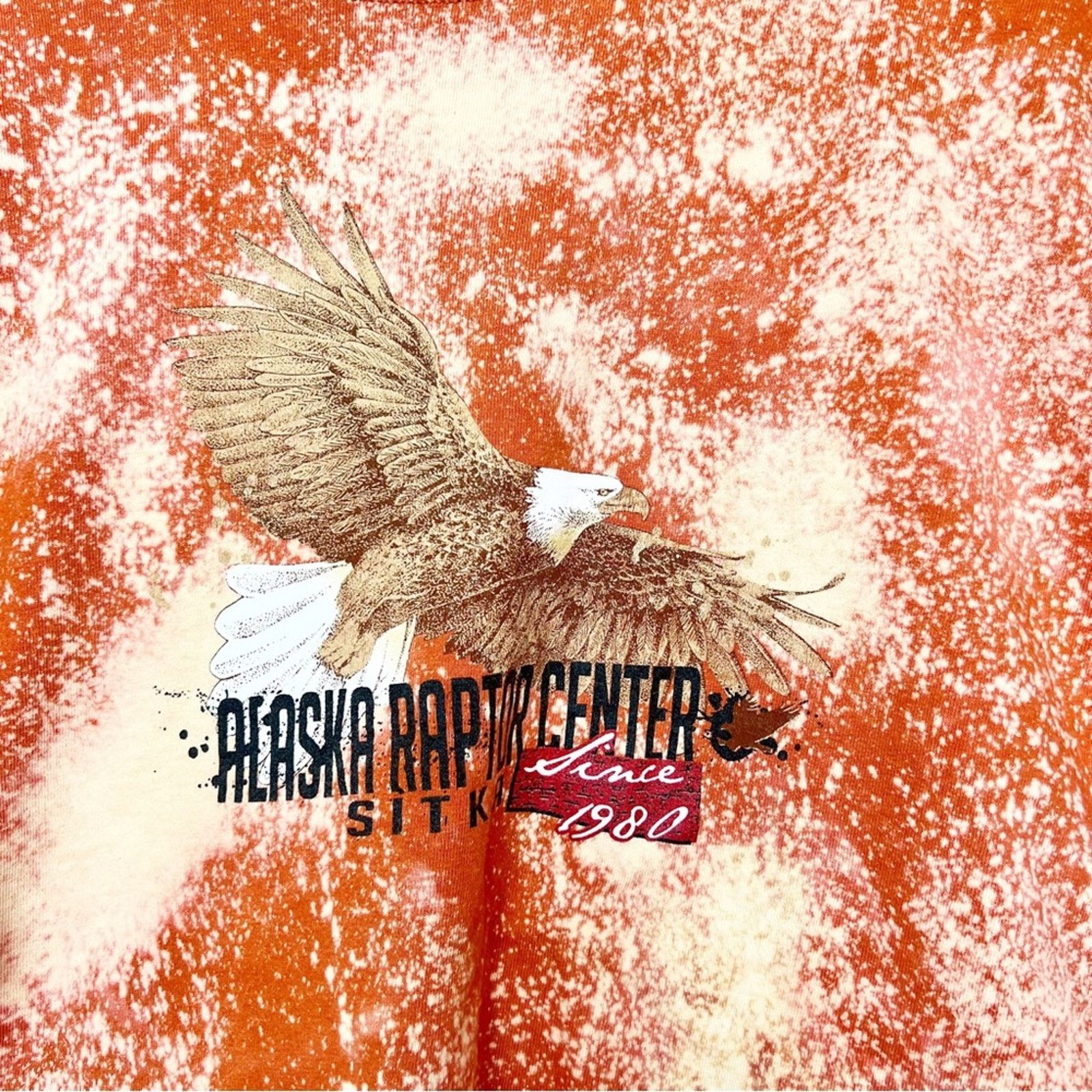 Gildan Alaska Raptor Eagle Graphic Orange Tie Dyed Cropped Tee XL Size XL / US 12-14 / IT 48-50 - 2 Thumbnail