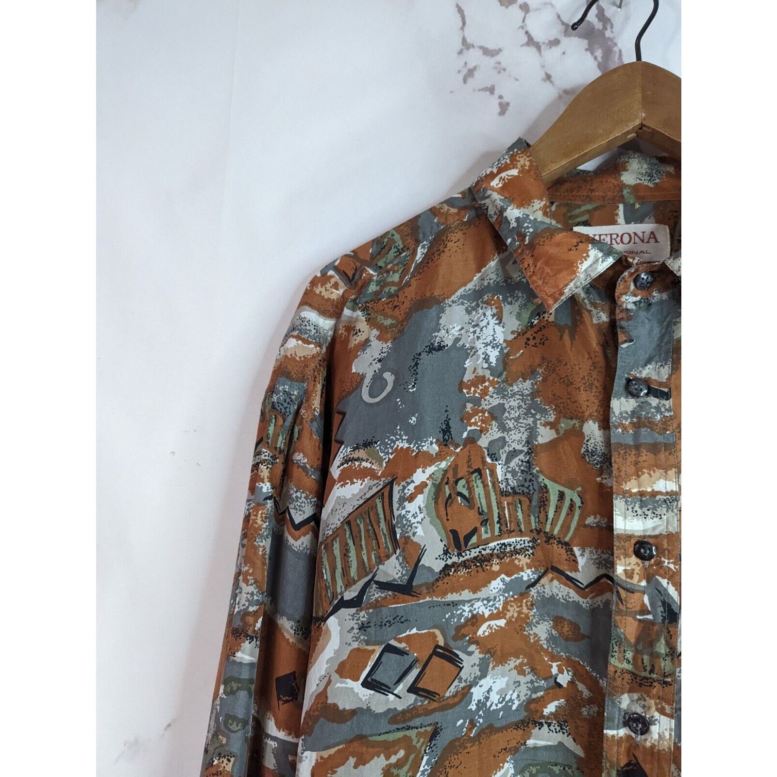 Vintage Vintage Silk Shirt Mens XL Brown Button Up 90s Rockabilly Size US XL / EU 56 / 4 - 1 Thumbnail