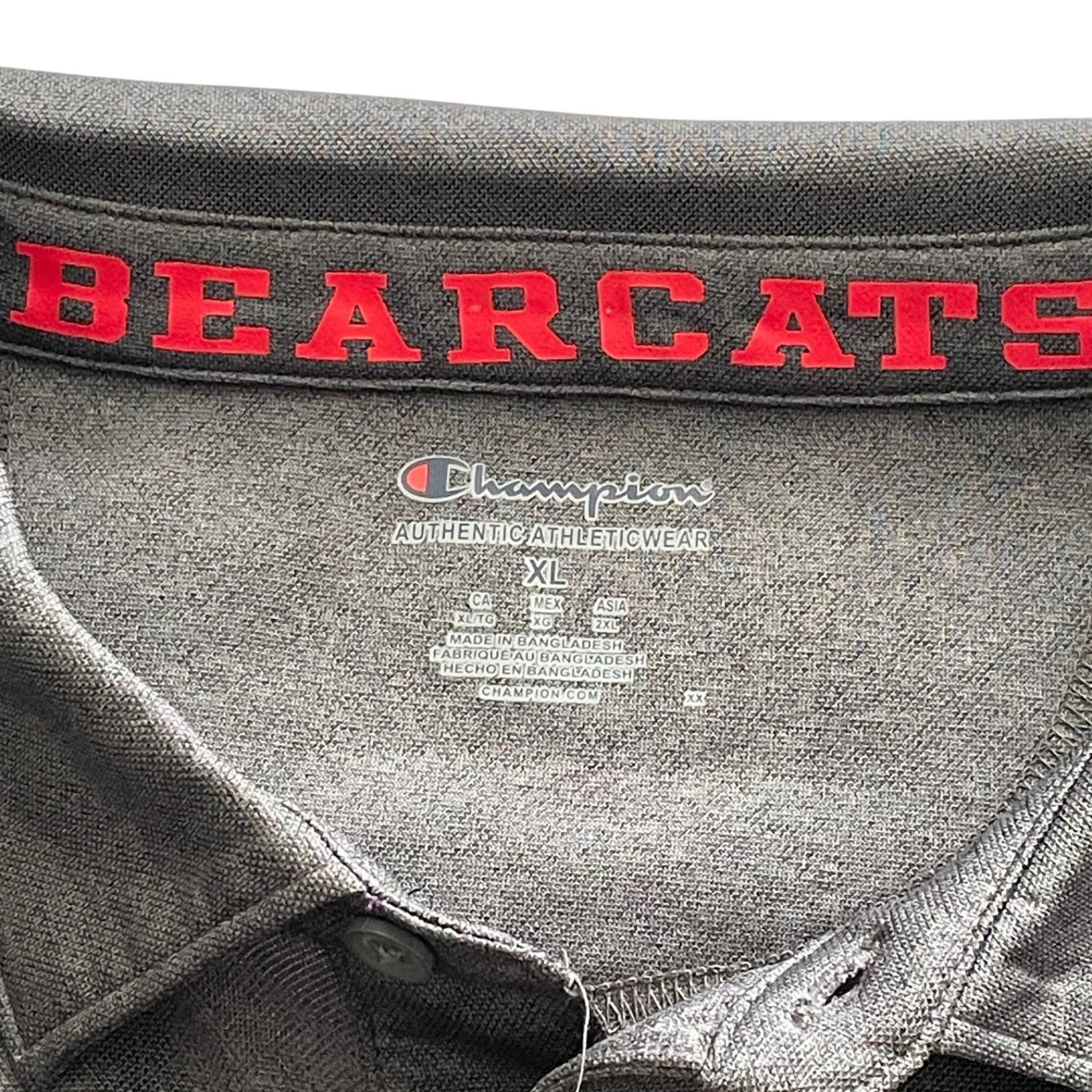 Champion University Of Cincinnati UC Bearcats Mens Gray Polo Shirt XL Size ONE SIZE - 7 Thumbnail