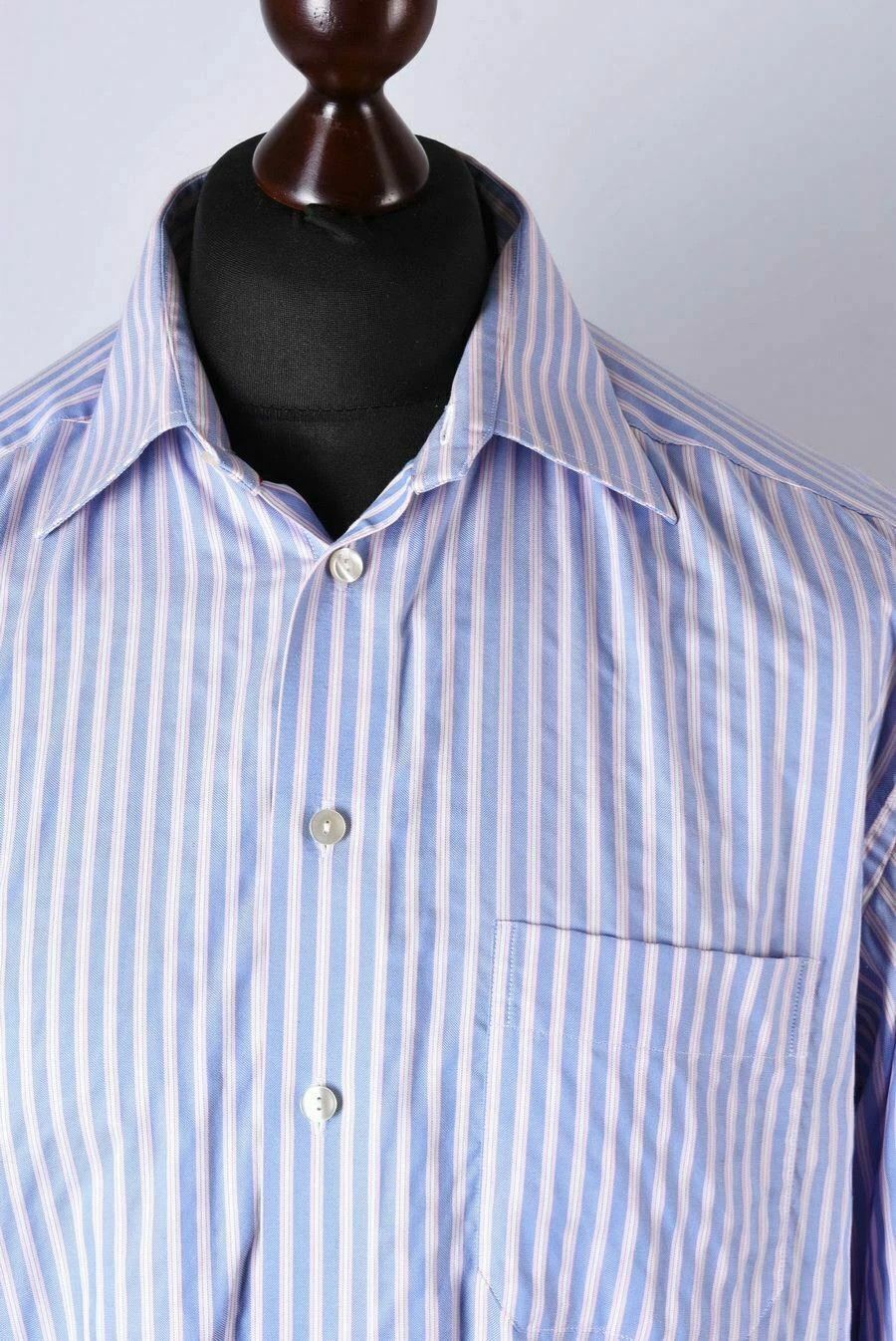 Eton Eton Striped Long Sleeve Dress Shirt Blue Pink Size US L / EU 52-54 / 3 - 2 Thumbnail