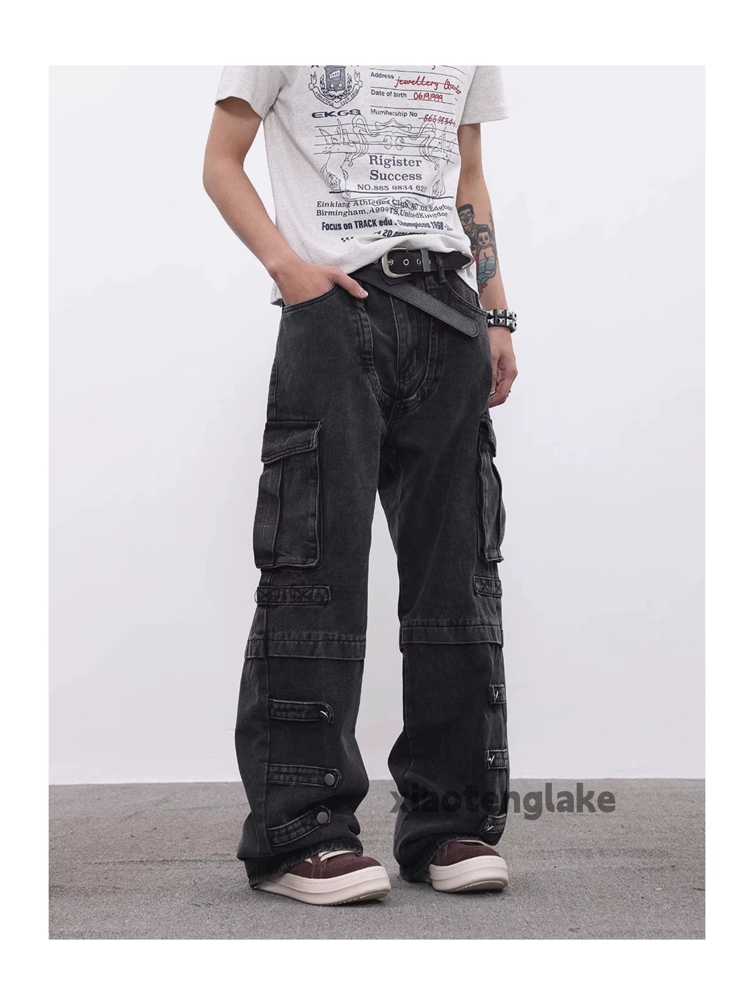 Jean × Vintage washed faded skate hiphop loose baggy cargo jeans Size US 32 / EU 48 - 4 Thumbnail