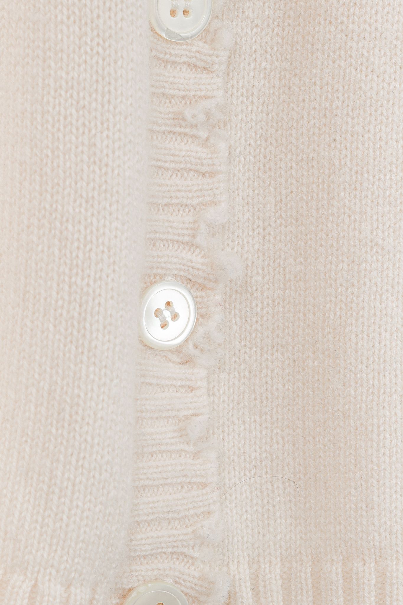 Allude Allude Cream Wool & Cashmere Distressed V-Neck Cardigan Size S / US 4 / IT 40 - 8 Thumbnail