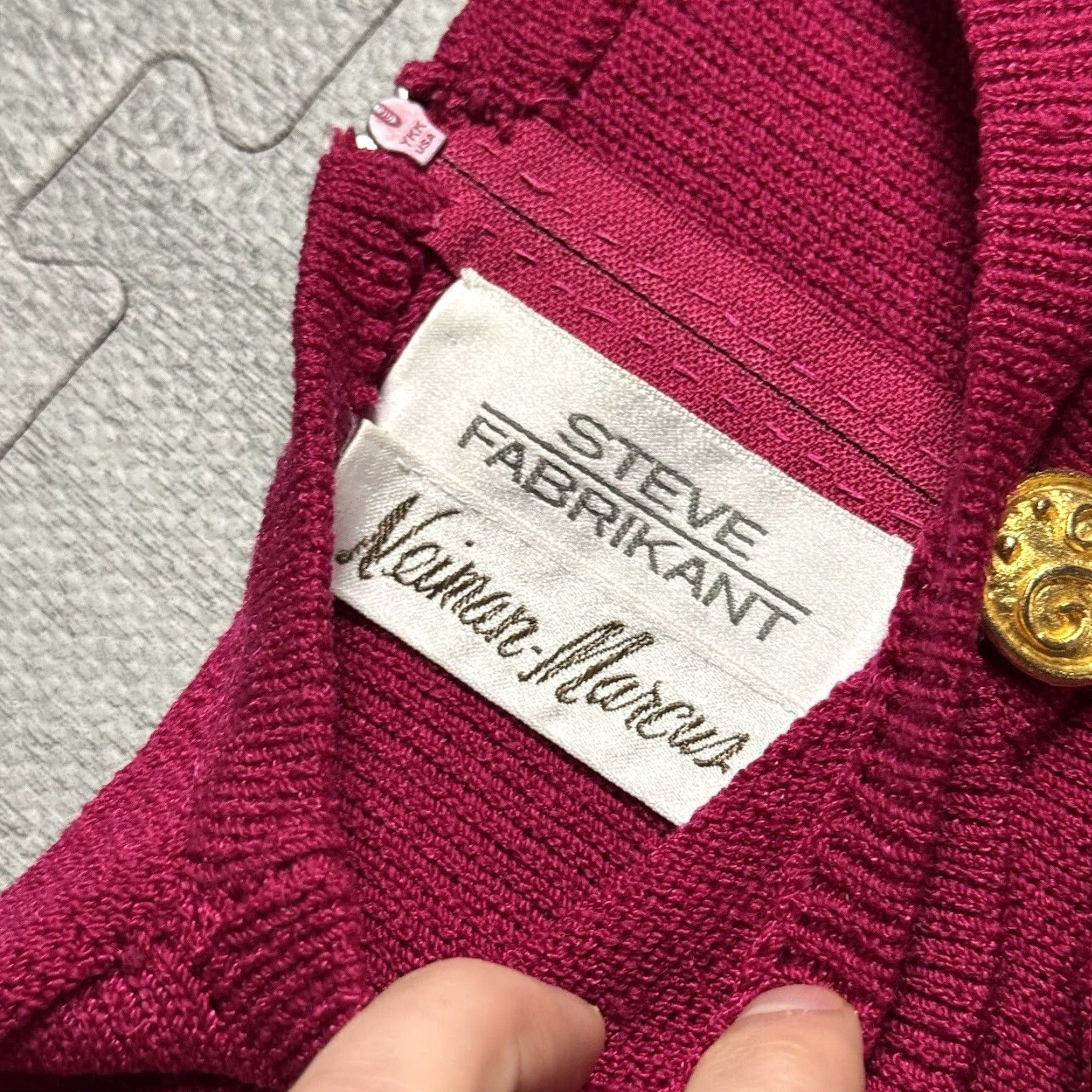 Vintage VINTAGE Steve Fabrikant Wool Knit Dress Magenta 80s Pencil/Sheath Solid Long Sleeve M Womens United States Size M / US 6-8 / IT 42-44 - 4 Thumbnail