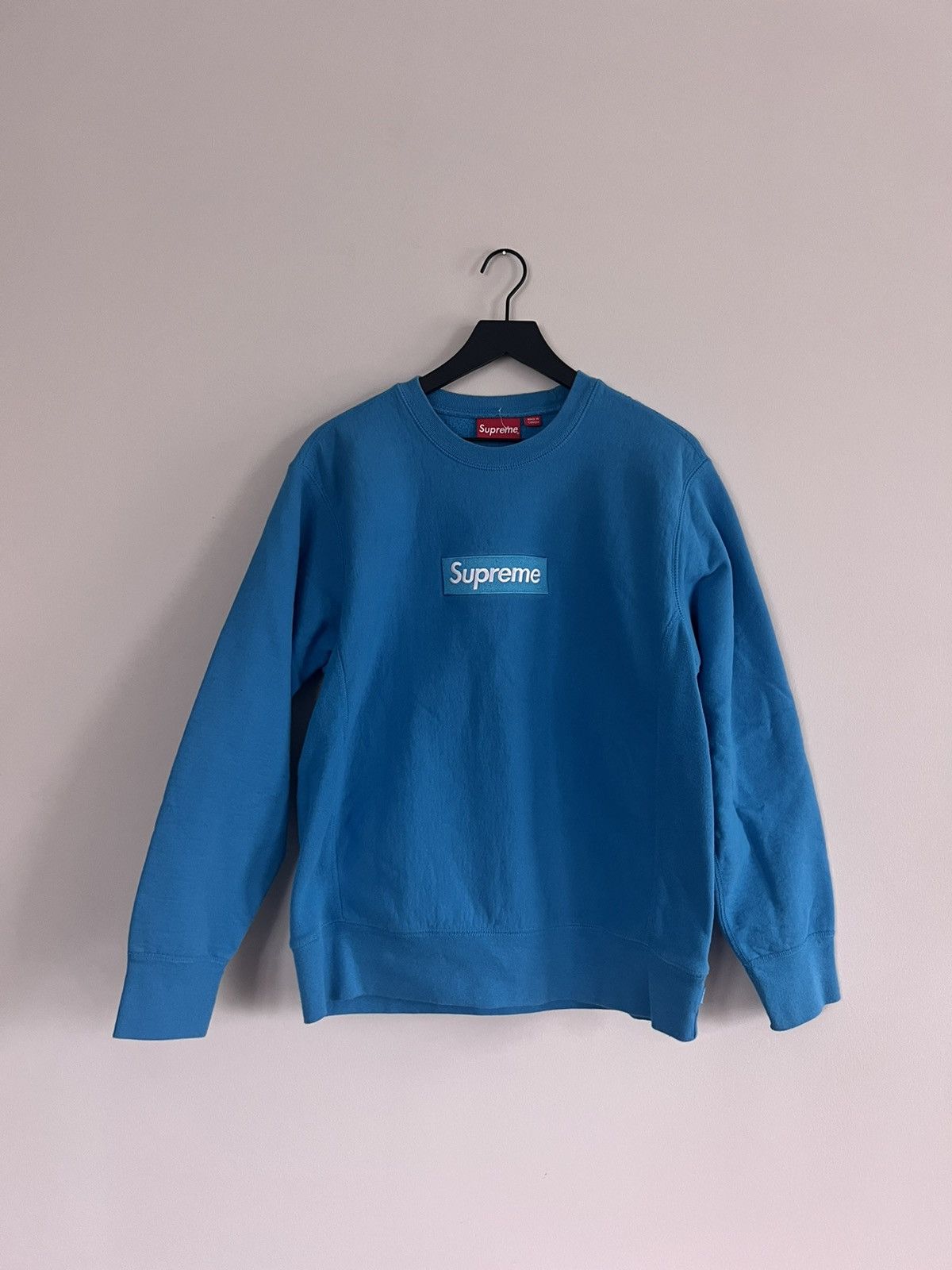 image of Supreme Box Logo Crewneck Bright Royal Fw2018 in White, Men's (Size Medium)