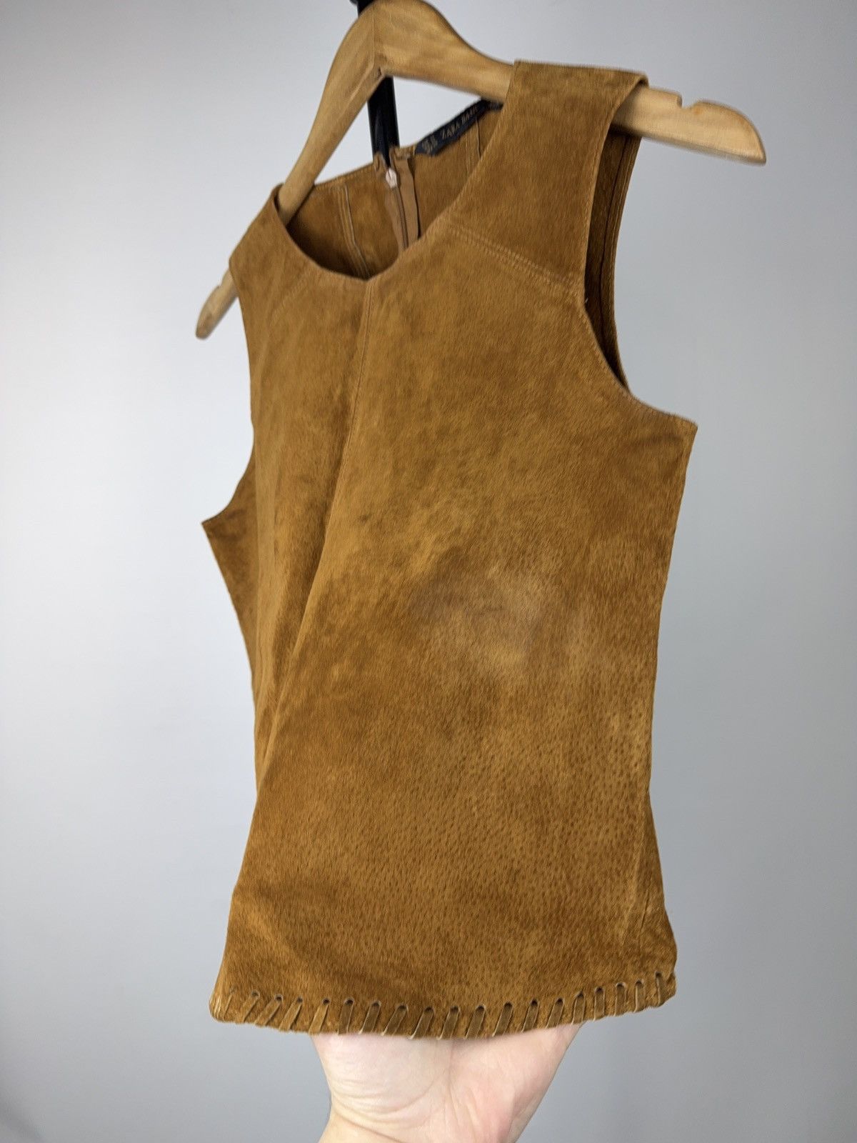 Japanese Brand Western Retro ZARA Basic Suede Leather Vest Sleeveless Brown Size S / US 4 / IT 40 - 4 Thumbnail