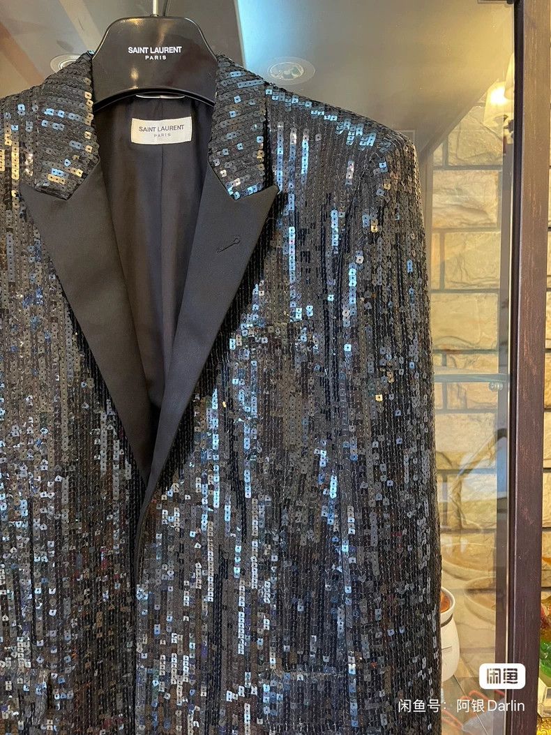 Yves Saint Laurent Saint Laruent13fw first year black scale smoking suit 2502- Size 50R - 2 Thumbnail