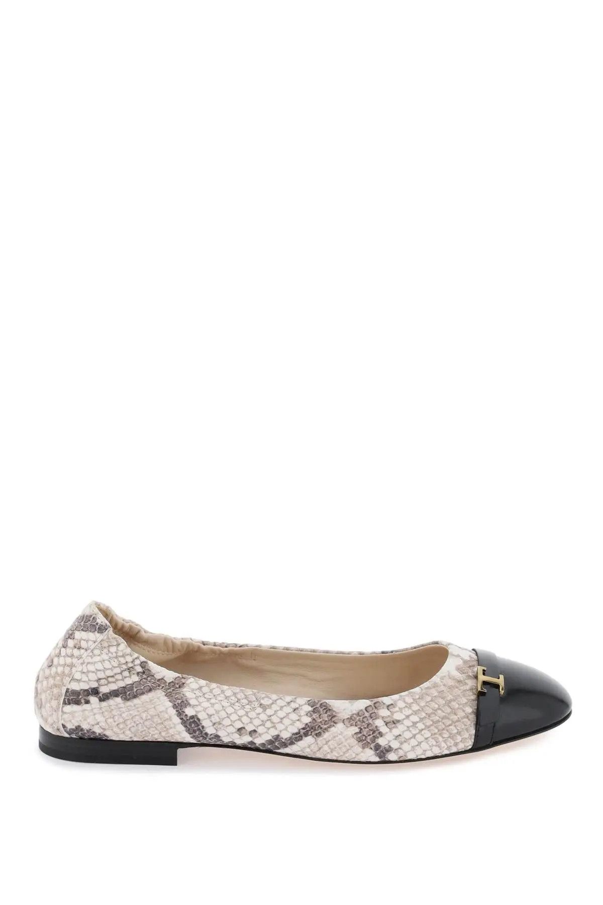 image of Tods O1S22I1N1223 Leather Ballet Flats In Black White Beige, Women's (Size 9)