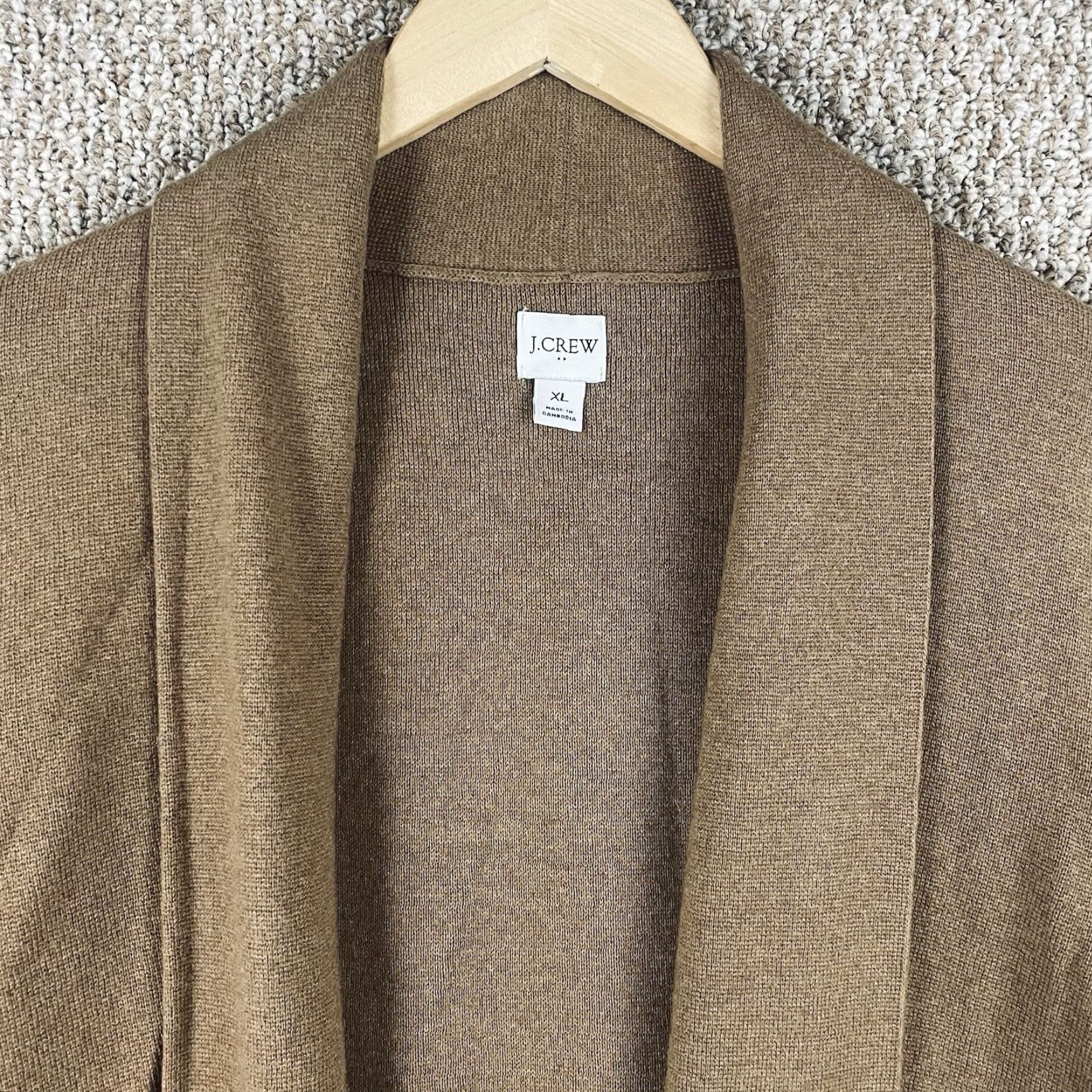 J.Crew J.CREW Cardigan Sweater Chelsea Open Front Brown XL Women Pockets Knit 100% Cotton Autumn Winter Spring Fall Relaxed Regular Size XL / US 12-14 / IT 48-50 - 2 Thumbnail