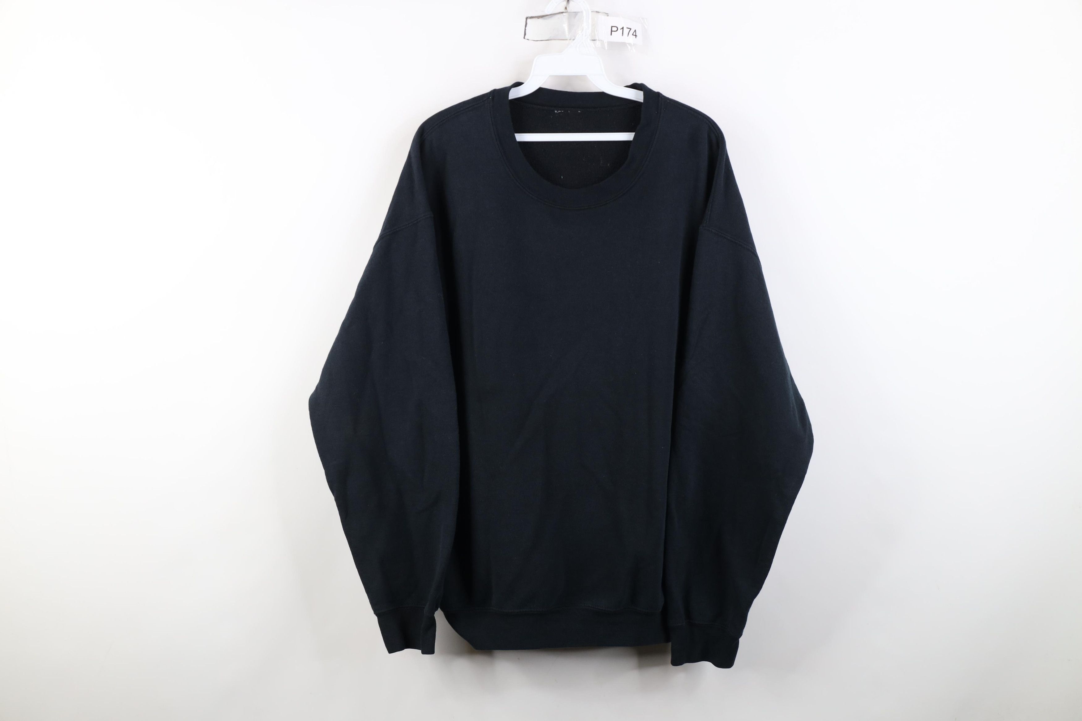 Vintage Vintage 90s Streetwear Faded Blank Crewneck Sweatshirt Black Size US L / EU 52-54 / 3 - 1 Thumbnail