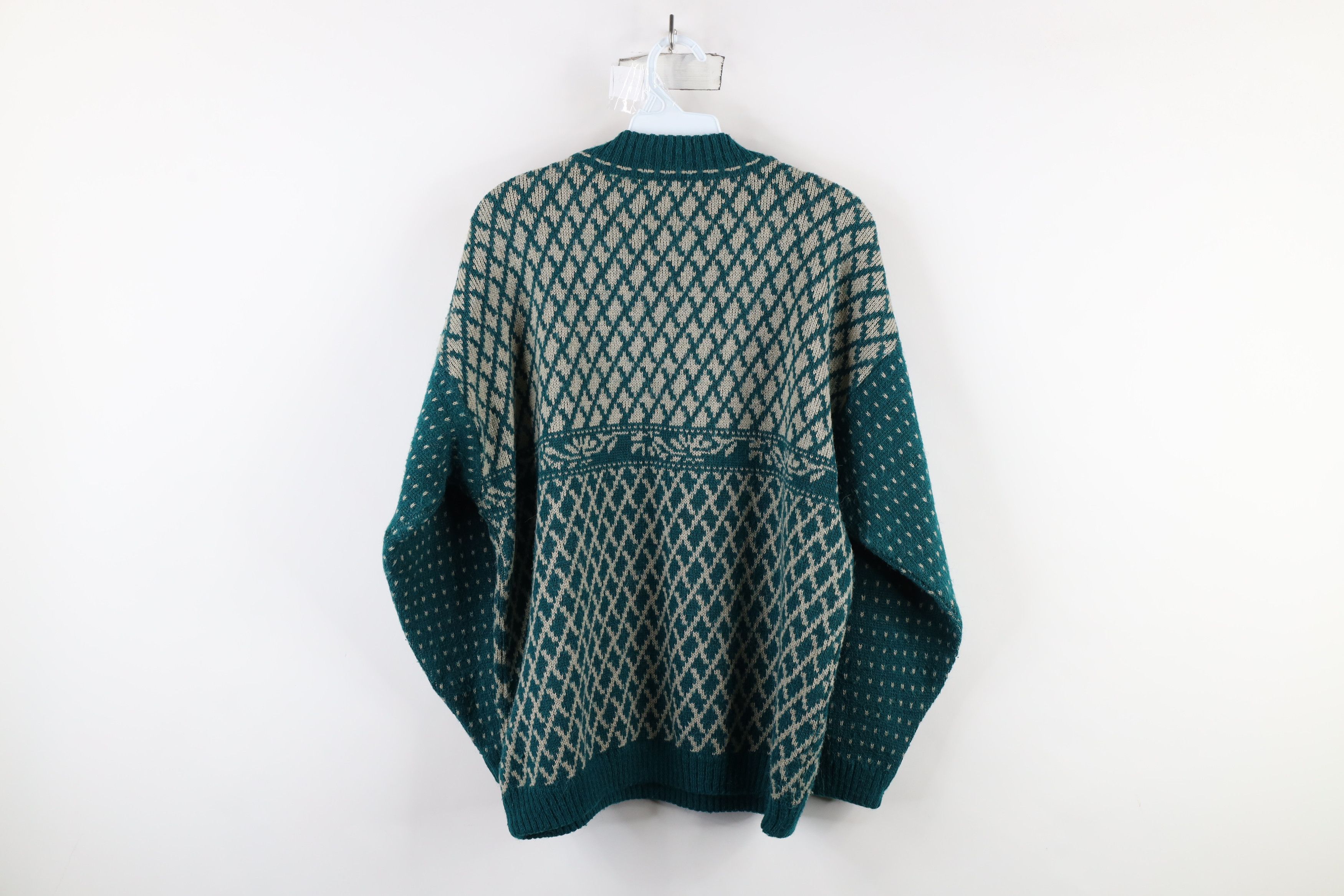 Vintage Vintage 90s Streetwear Flower Diamond Knit Crewneck Sweater Size L / US 10 / IT 46 - 7 Thumbnail