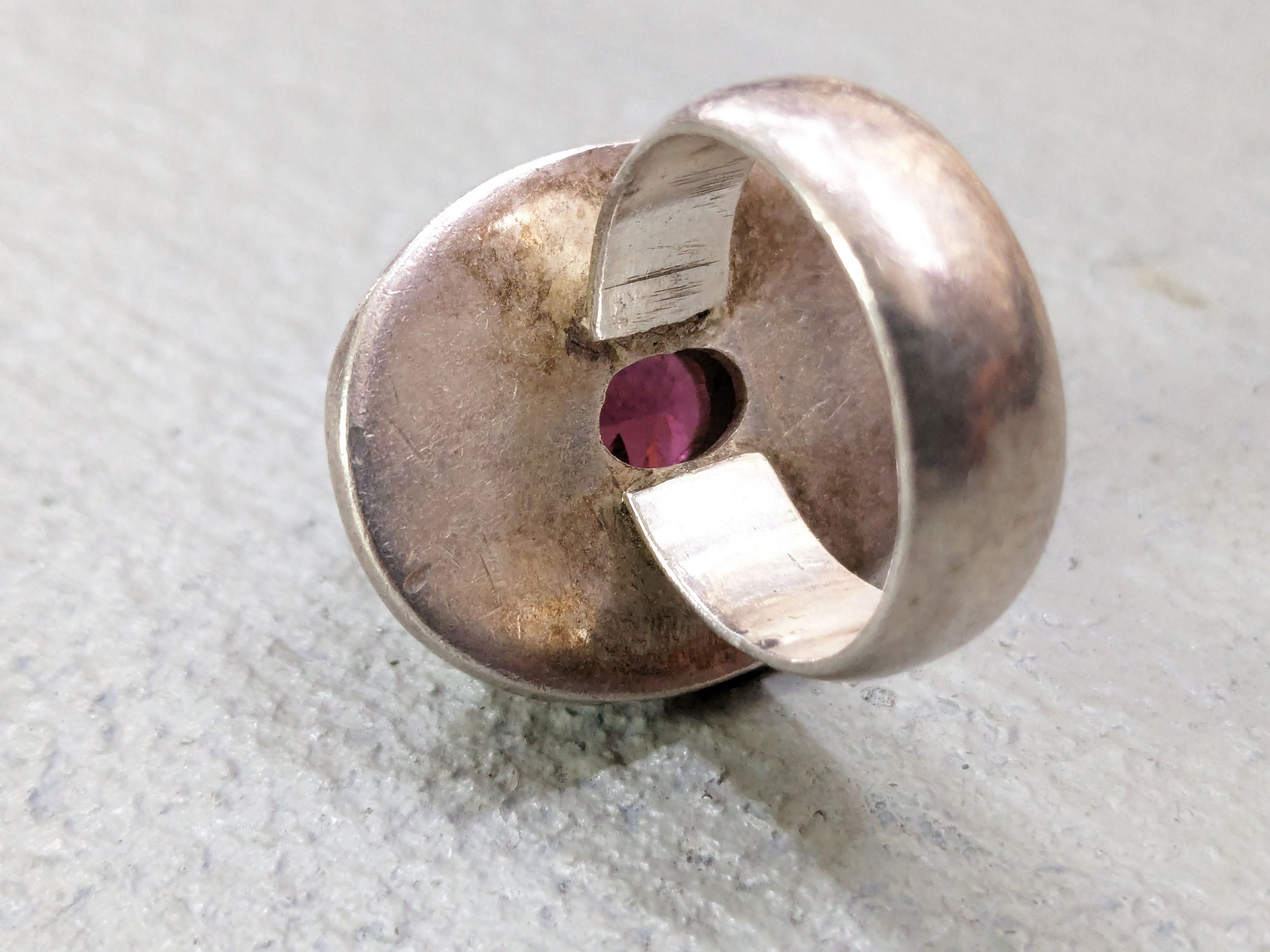 Jewelry × Vintage Sterling Silver Ring Pink Tourmaline 9.25 Avant Garde Size ONE SIZE - 5 Thumbnail