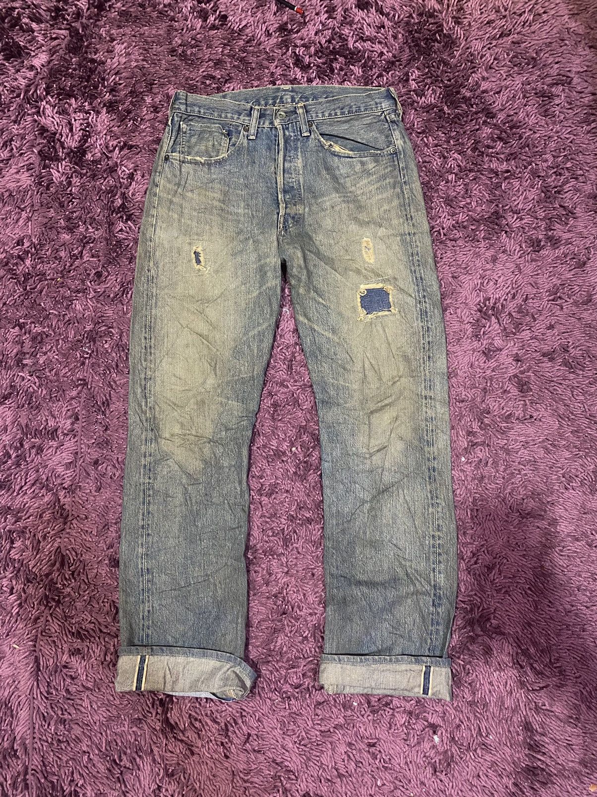 image of Vintage Levis S501Xx Big E Lot 4501 Ww2 Japan Repro Jeans in Faded Blue, Men's (Size 30)