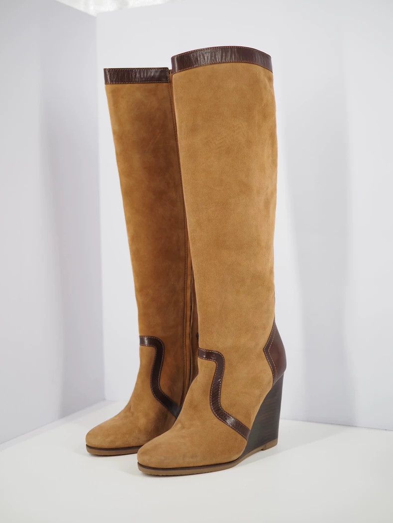 Hermes Hermes Brown Suede Tall Boots Size US 6 / IT 36 - 1 Thumbnail
