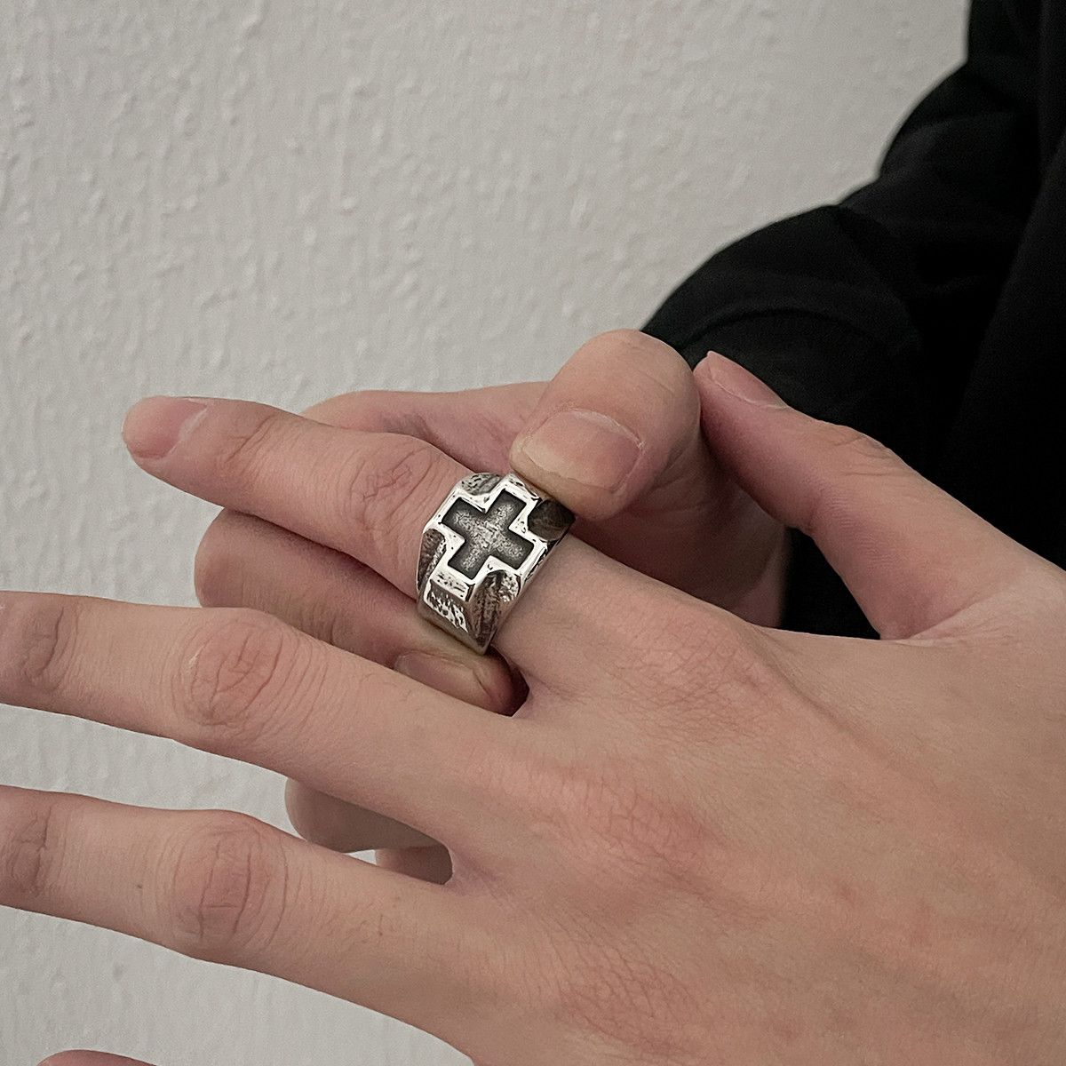 Jewelry Cross Punk Jewelry Rings Open Size Chrome Ring (Size 7-13) Size ONE SIZE - 2 Thumbnail
