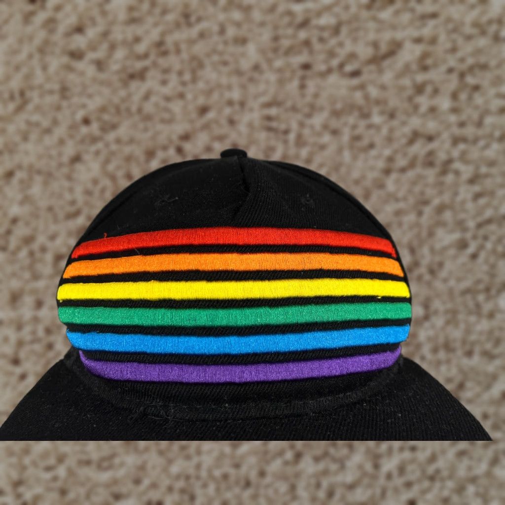 Rainbow New Glory Cap Snap Back Adult One Size Black Rainbow Pride Embroidered Polyester Hat/Cap Adjustable, Lightweight Unisex Adults NS Size ONE SIZE - 1 Thumbnail