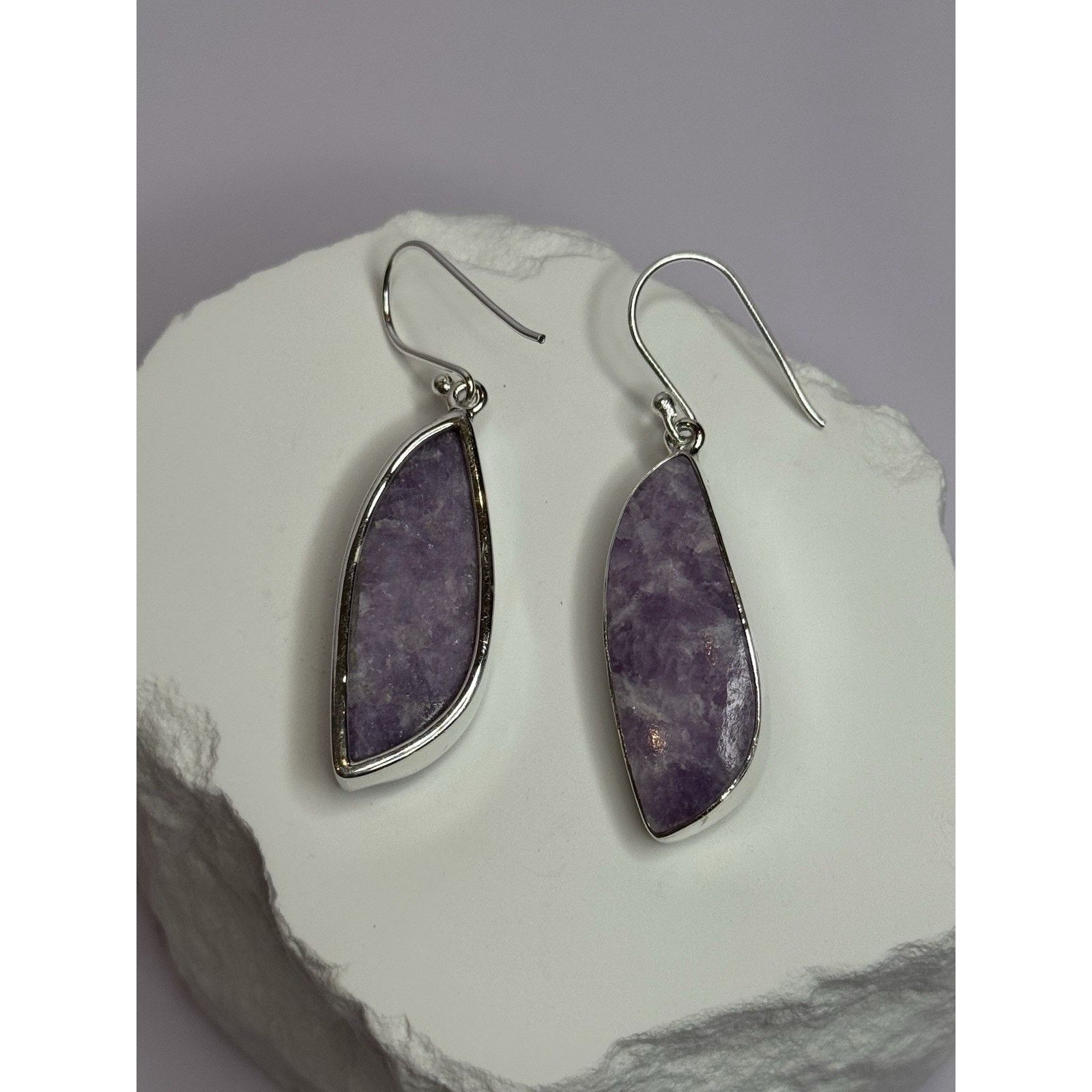 Jewelry 925 STERLING SILVER LEPIDOLITE EARRINGS LENGTH 2 INCH Size ONE SIZE - 7 Thumbnail