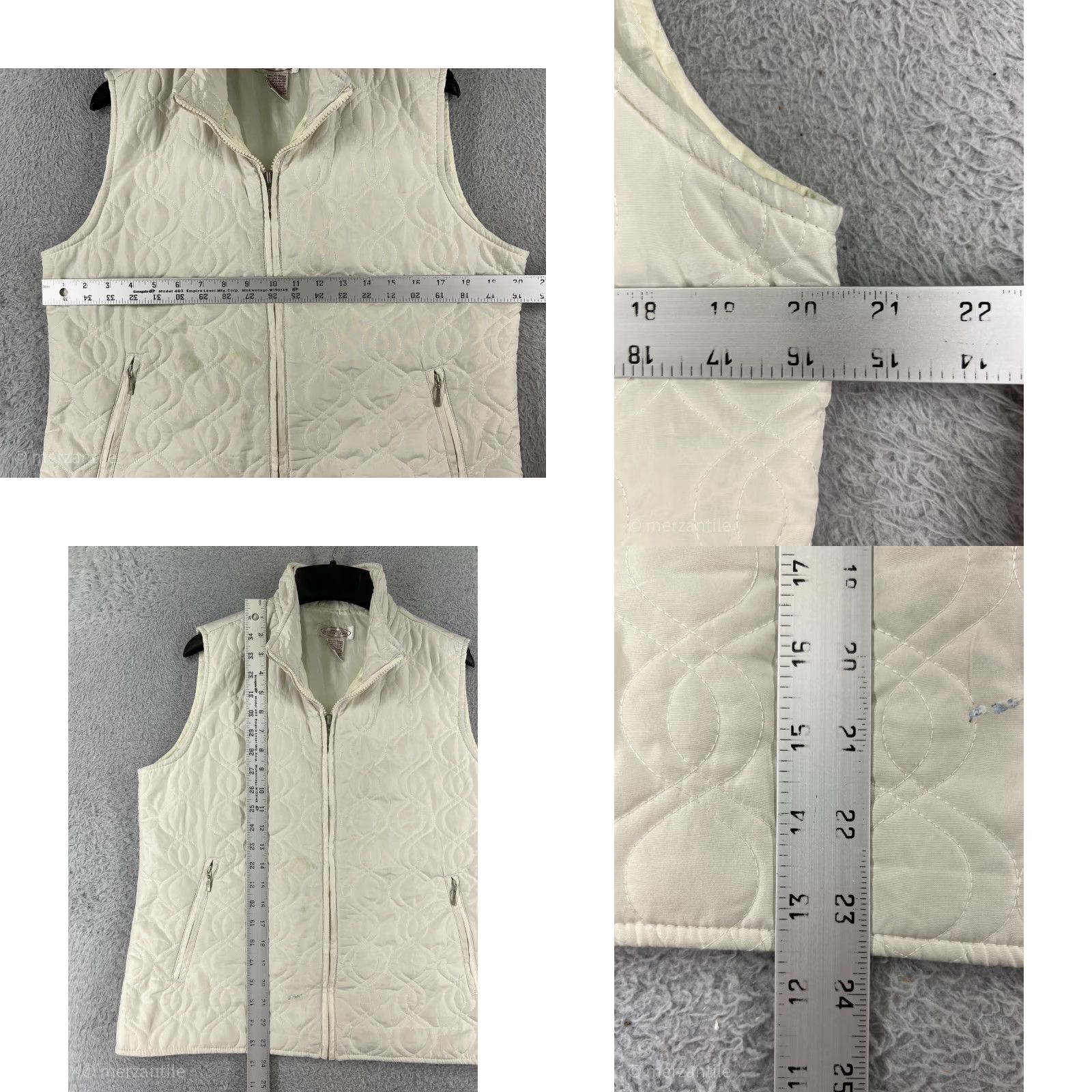 Northern Reflections Northern Reflections Vest Womens Medium Ivory Full Zip Polyester Quilted Pockets Size M / US 6-8 / IT 42-44 - 8 Thumbnail