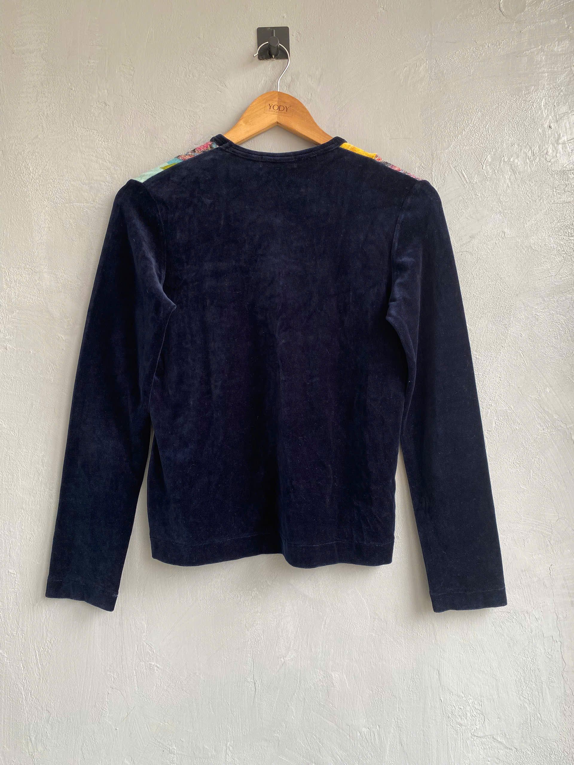 Comme des Garcons × Tricot Comme des Garcons tricot Comme Des Garcons AW02 Velour Patchwork Long Sleeve Size M / US 6-8 / IT 42-44 - 4 Thumbnail