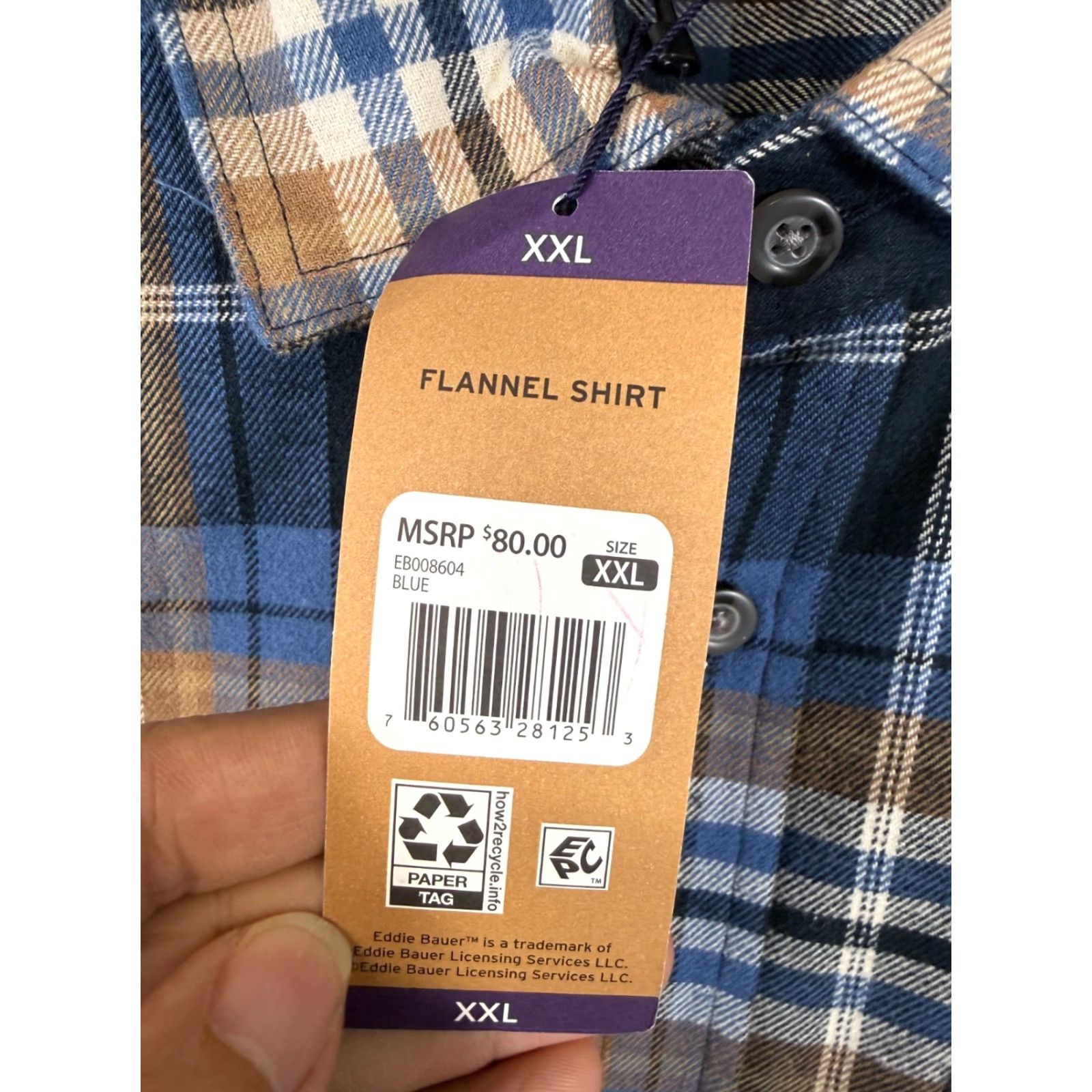 Eddie Bauer VINTAGE? (No) Eddie Bauer Flannel Shirt Mens 2XL Blue Plaid Button-Up Long Sleeve Outdoor NWT Size US XXL / EU 58 / 5 - 6 Thumbnail