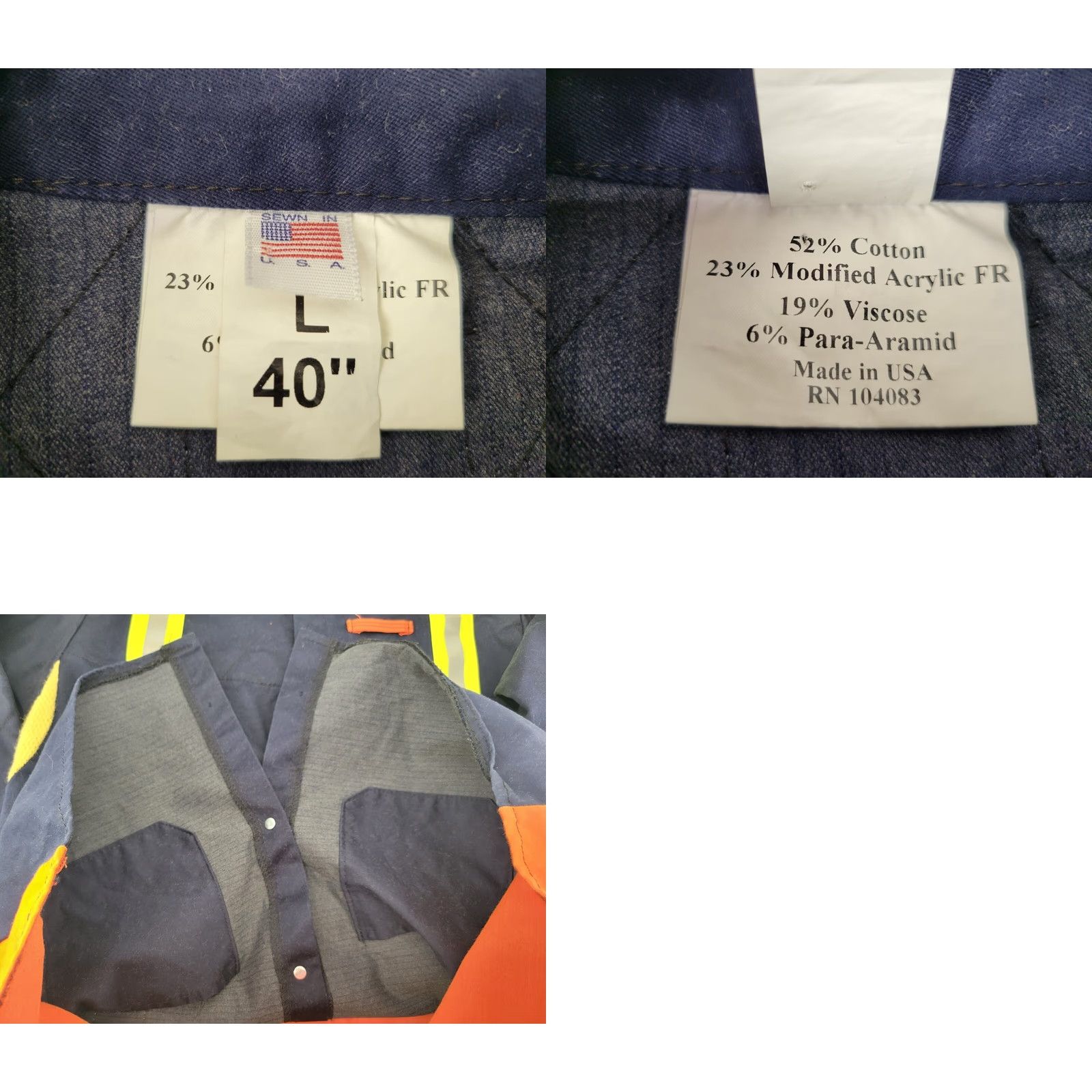 4SDESIGNS VINTAGE Quantum Designs Jacket Work Coat Men’s L Blue Reflective Flame Resistant Vented Jacket - Mens Large Workwear Size US L / EU 52-54 / 3 - 8 Thumbnail