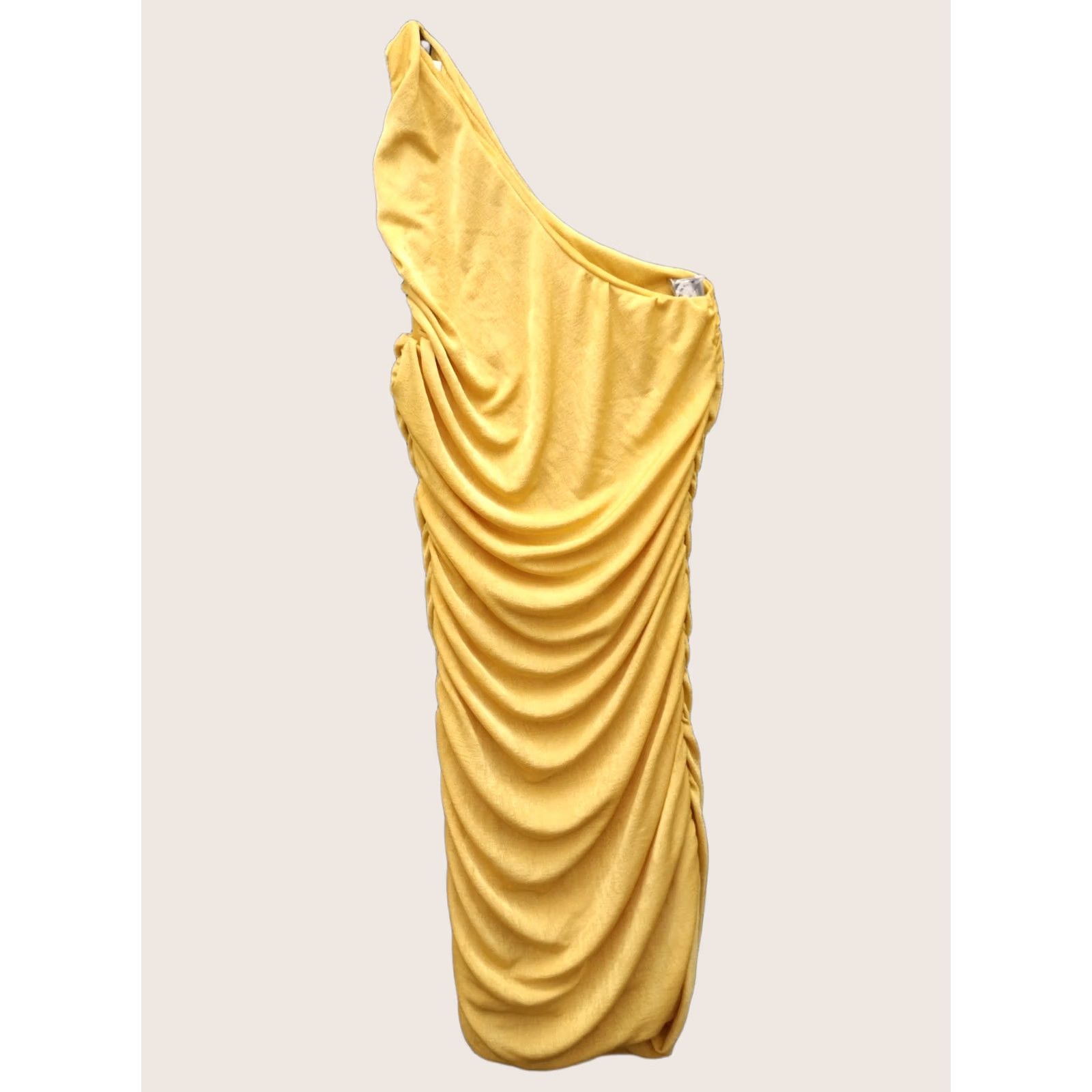 Vintage Nike One Shoulder Bodycon Midi Maxi Dress Womens Yellow S Size S / US 4 / IT 40 - 1 Thumbnail