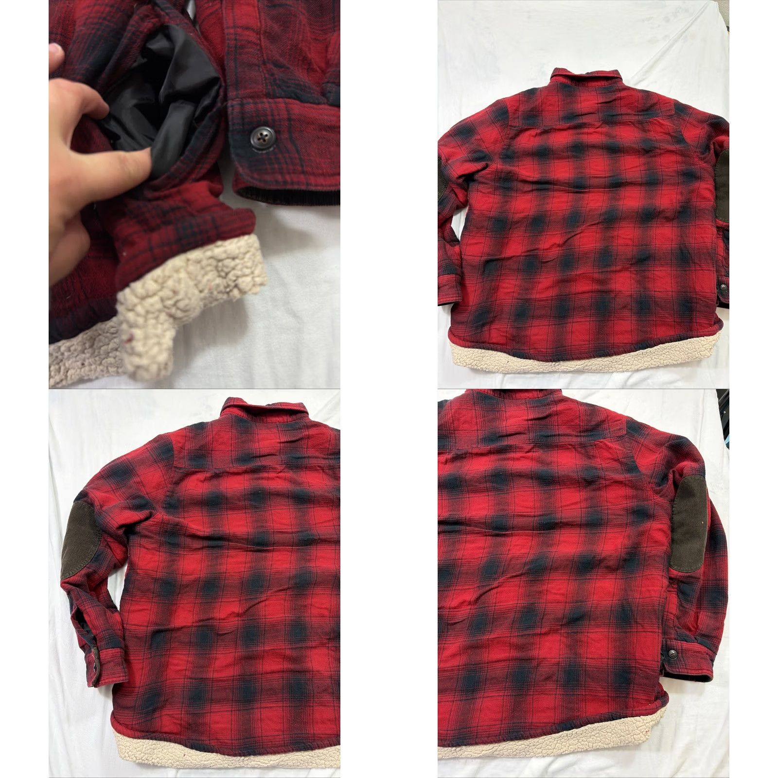 Vintage VINTAGE Field & Stream Jacket Mens XL Red Plaid Sherpa Lined Flannel Shacket Cord Elbows Size US XL / EU 56 / 4 - 9 Thumbnail